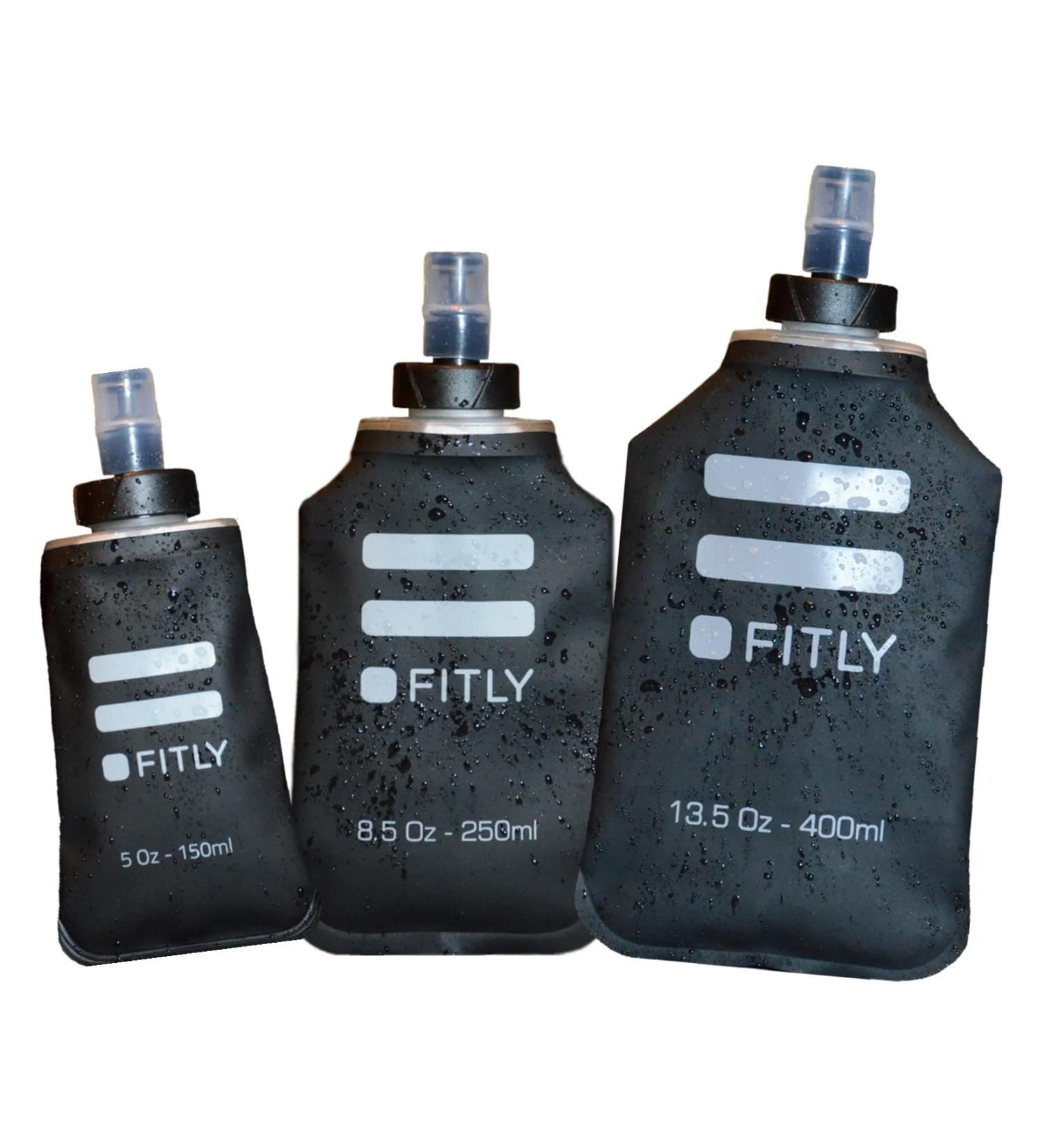 FITLY Soft Flask 3 Pack - 5oz, 8.5oz, 13.5oz - Hydration Pack Soft Water Bottles for Running & Hiking - Buy Online on GoSupps.com