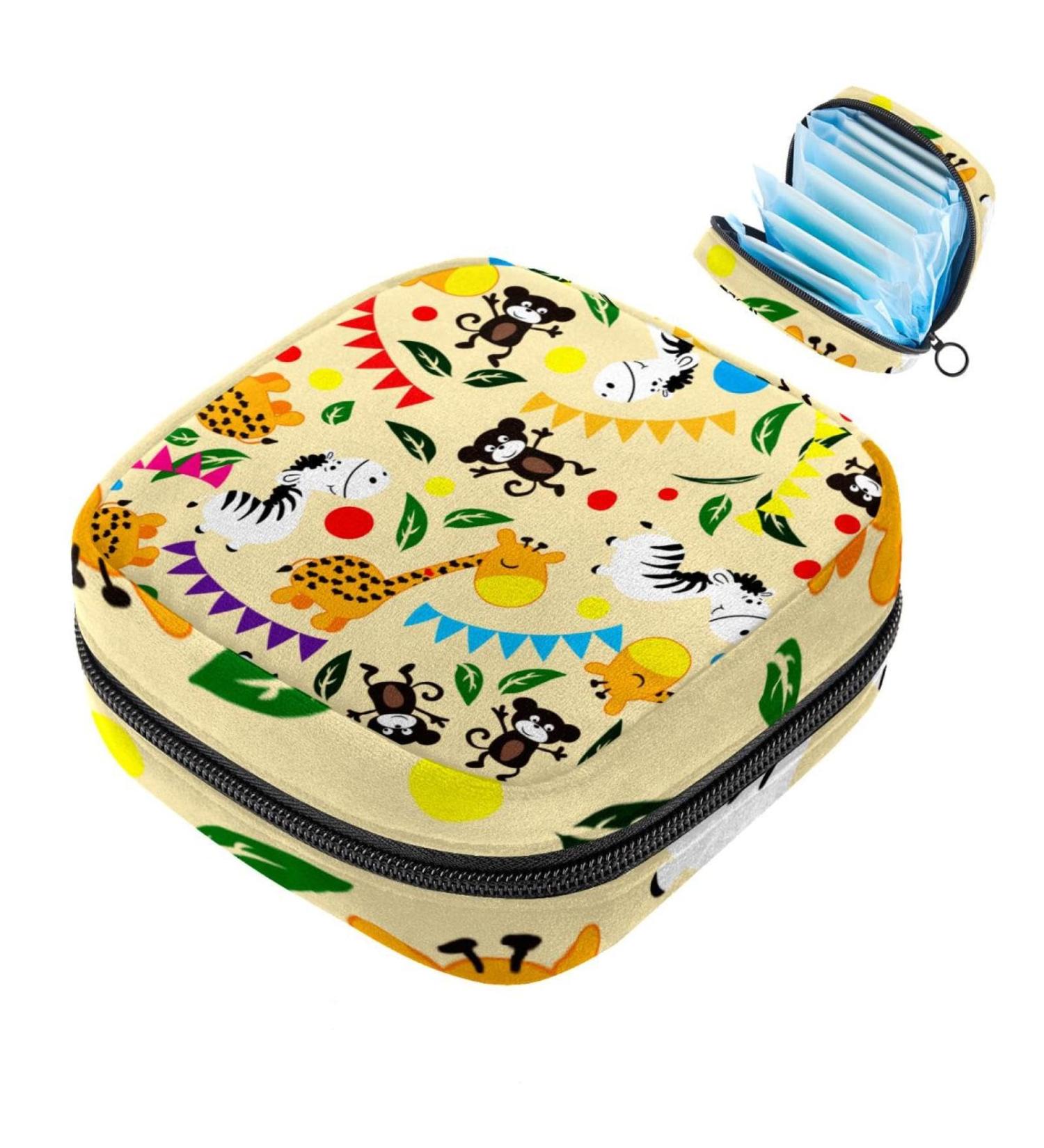 Shop Cute Animal Pattern Storage Bags for Women | Large Menstrual Cup Cylinder & Period Inserts | Multi-Colored & Zippered - Perfect for Tampons & Panty Liner - Buy Online on GoSupps.com