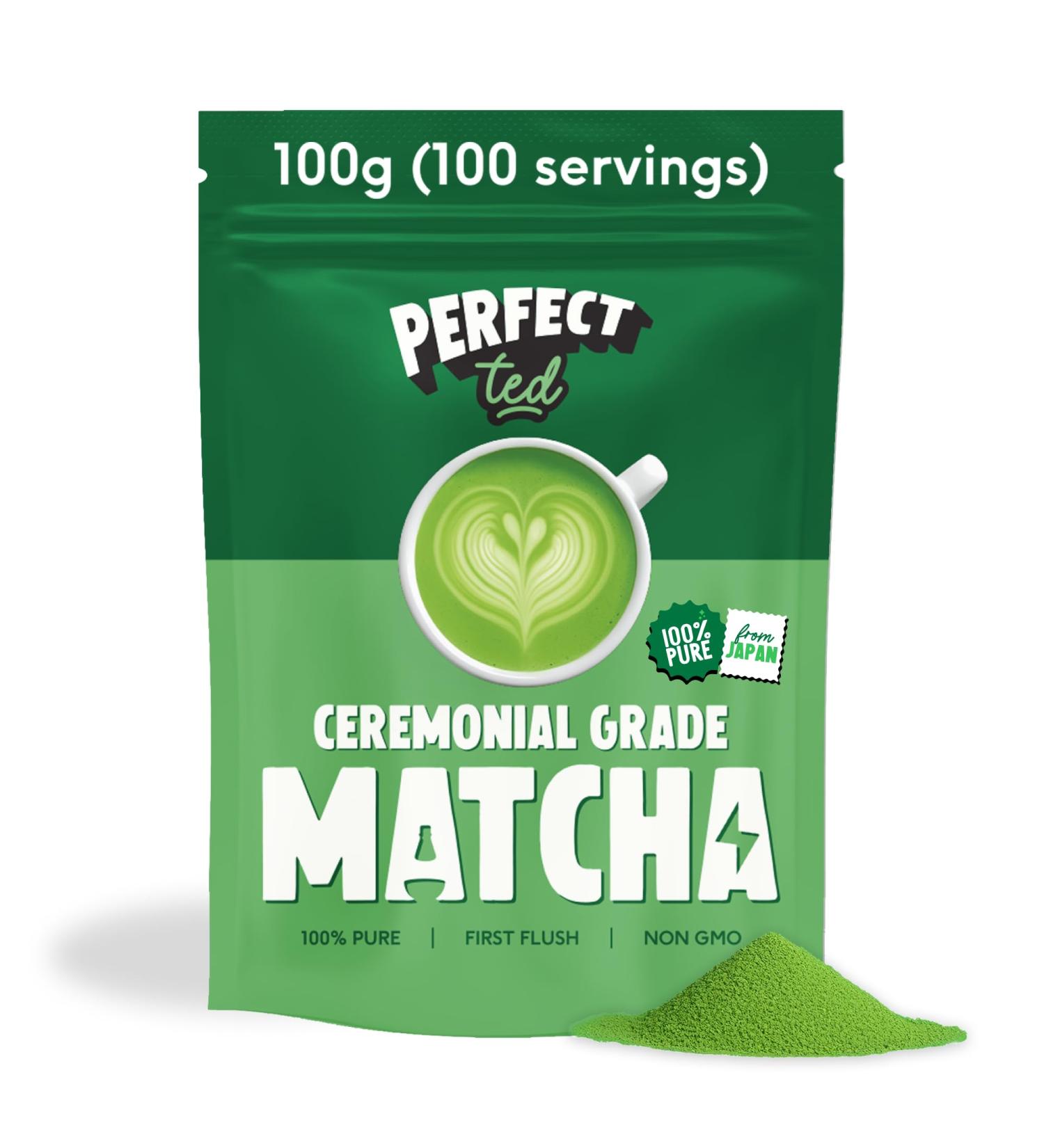  Perfect Ted PerfectTed Original Japanese Matcha Powder Ceremonial Grade 100g (100 Servings) Stone Ground Green Tea Perfect for Lattes - Buy Online on GoSupps.com