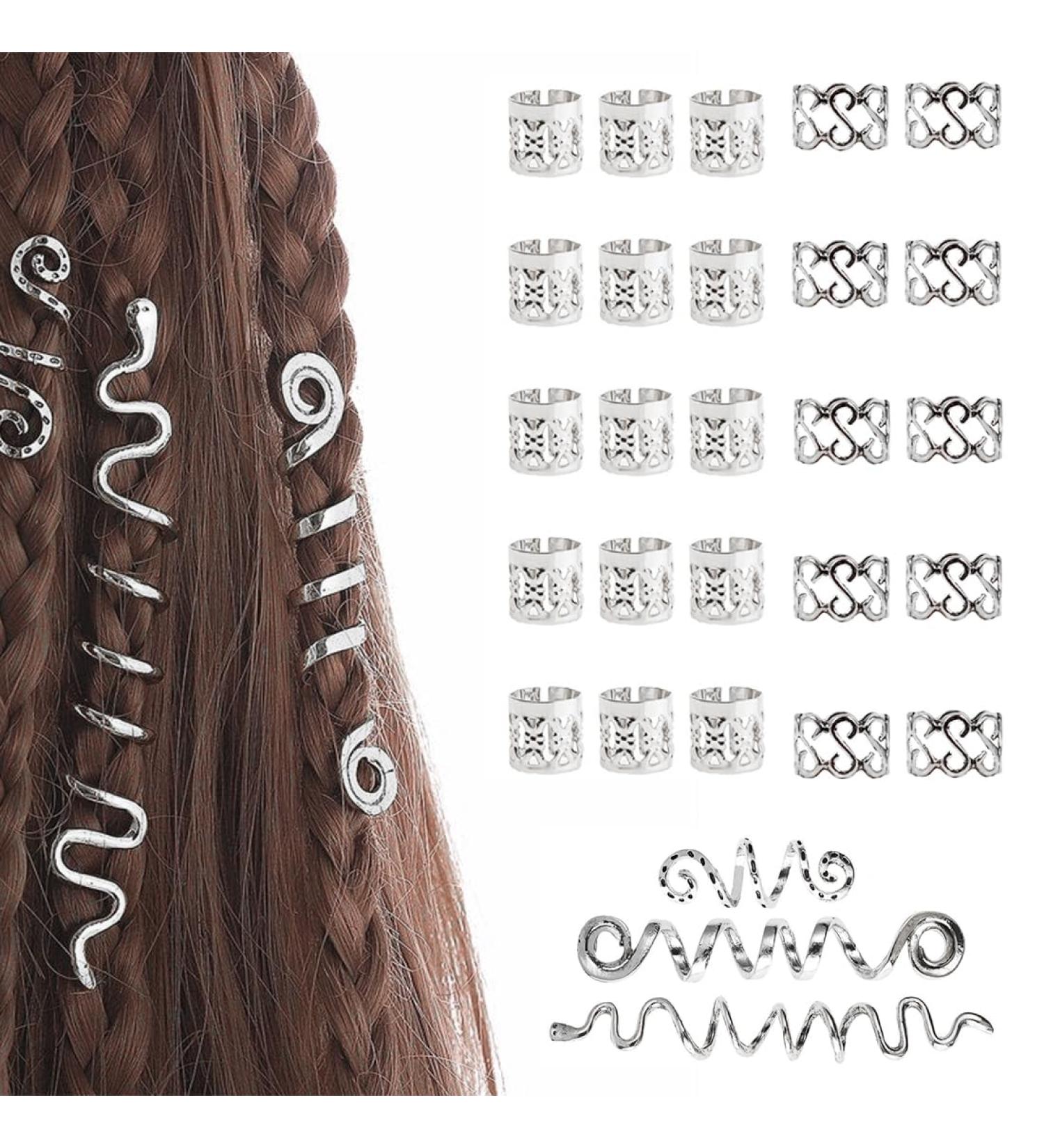 Tadipri Dreadlock Beads Spiral Clips Hair Braid Beads Hair Beads Dreadlocks 28 Pieces Dreadlocks for Hair Accessories Decoration for Men and Women (Silver) - Buy Online on GoSupps.com