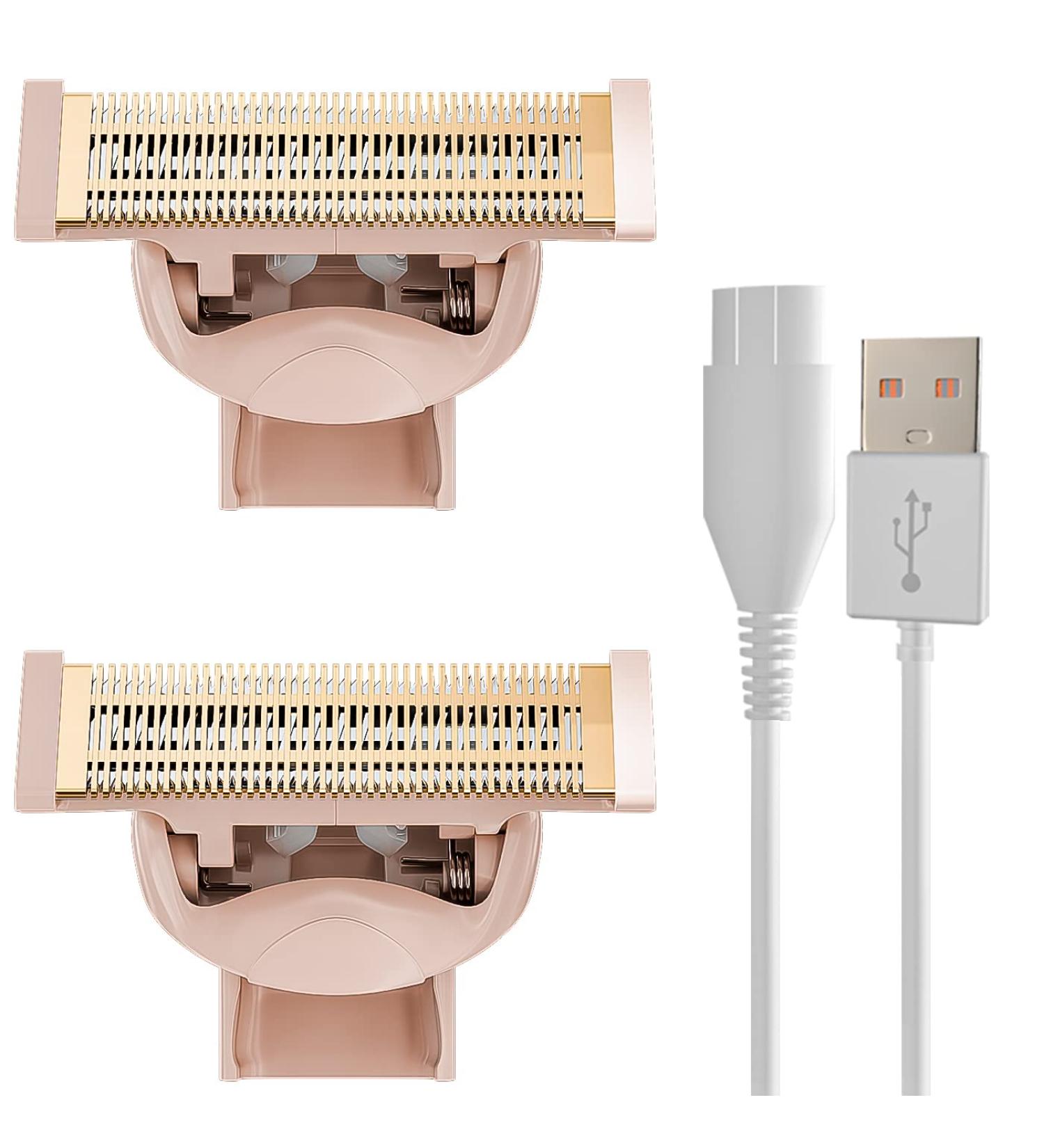 Flawless Nu Razor Pink Replacement Heads - Compatible with Finishing Touch, Rose Gold Body, 2 Blades + 1 Charger Cord - Buy Online on GoSupps.com