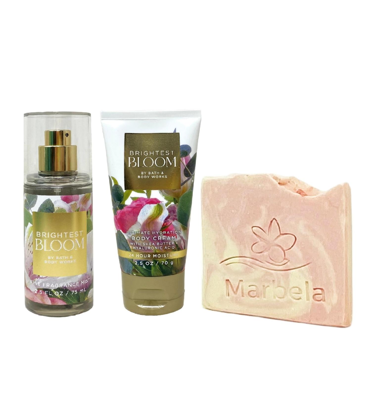 Bath & Body Works Brightest Bloom Fine Fragrance Mist and Body Cream Bundle with a Himalayan Salts Springs Sample Soap - Travel Size - Buy Online on GoSupps.com