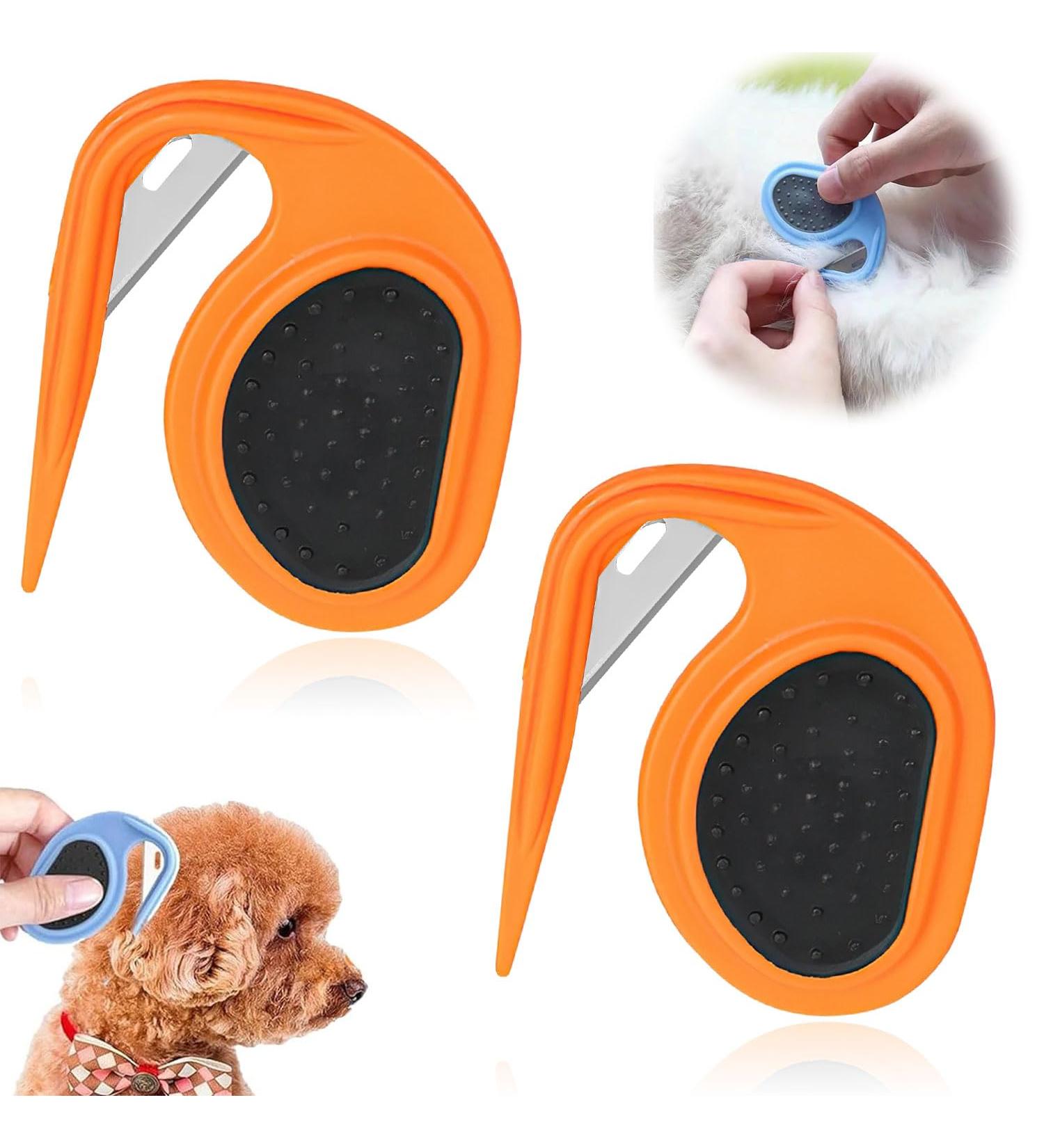 Yeahboom 2 Pet Knotting Comb - Steel Blade De-Filter Knife for Cats & Dogs | Perfect for Removing Tangles - Orange - Buy Online on GoSupps.com