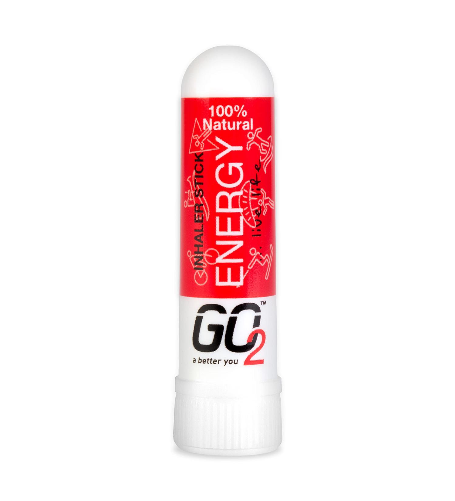 GO2 Inhaler Energy Stick - 100% Natural Essential Oils for On-The-Go Use (1ml Tube) - Buy Online on GoSupps.com