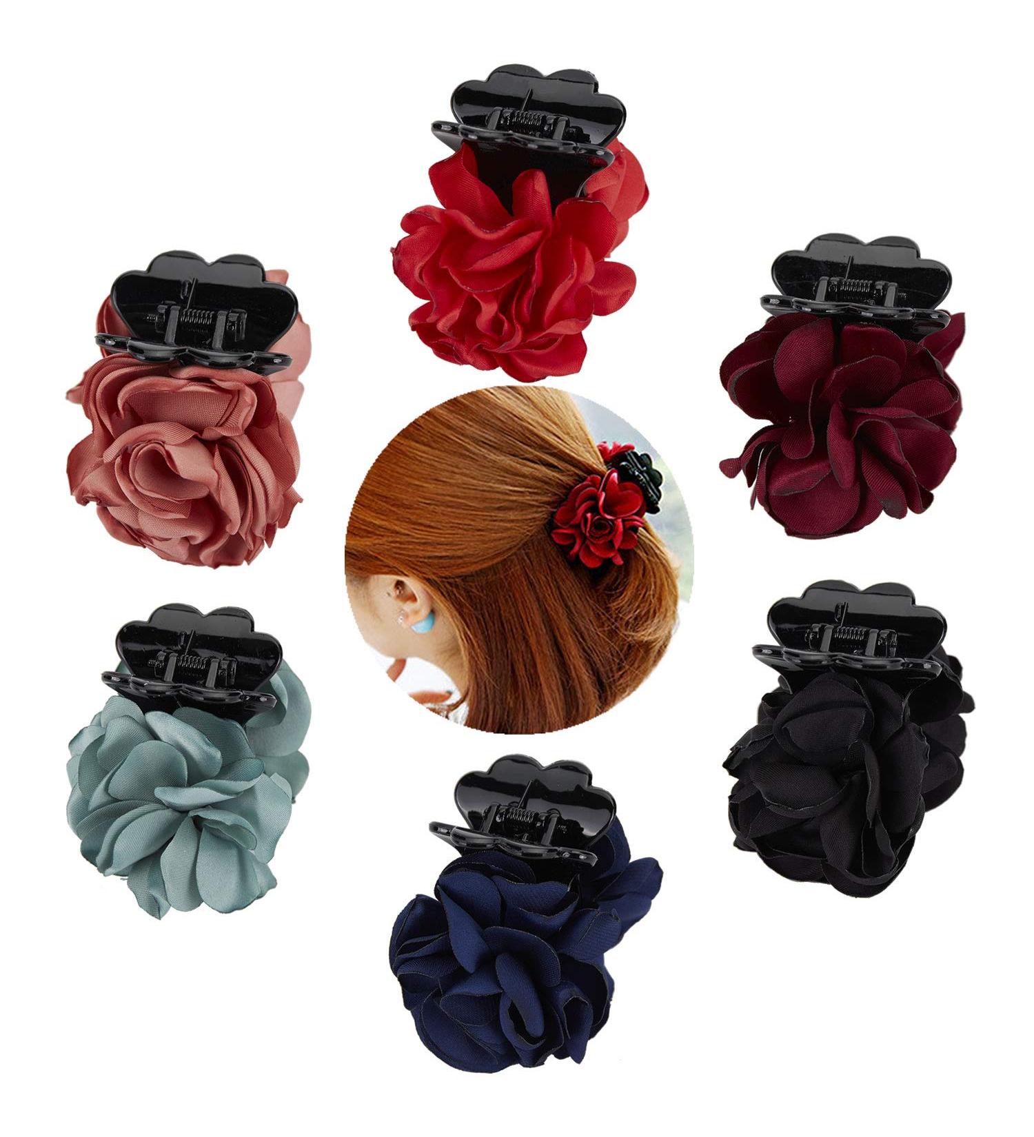 Small Pack Flower Bows Banana Hair Claw Clips for Women & Girls - Buy Online on GoSupps.com