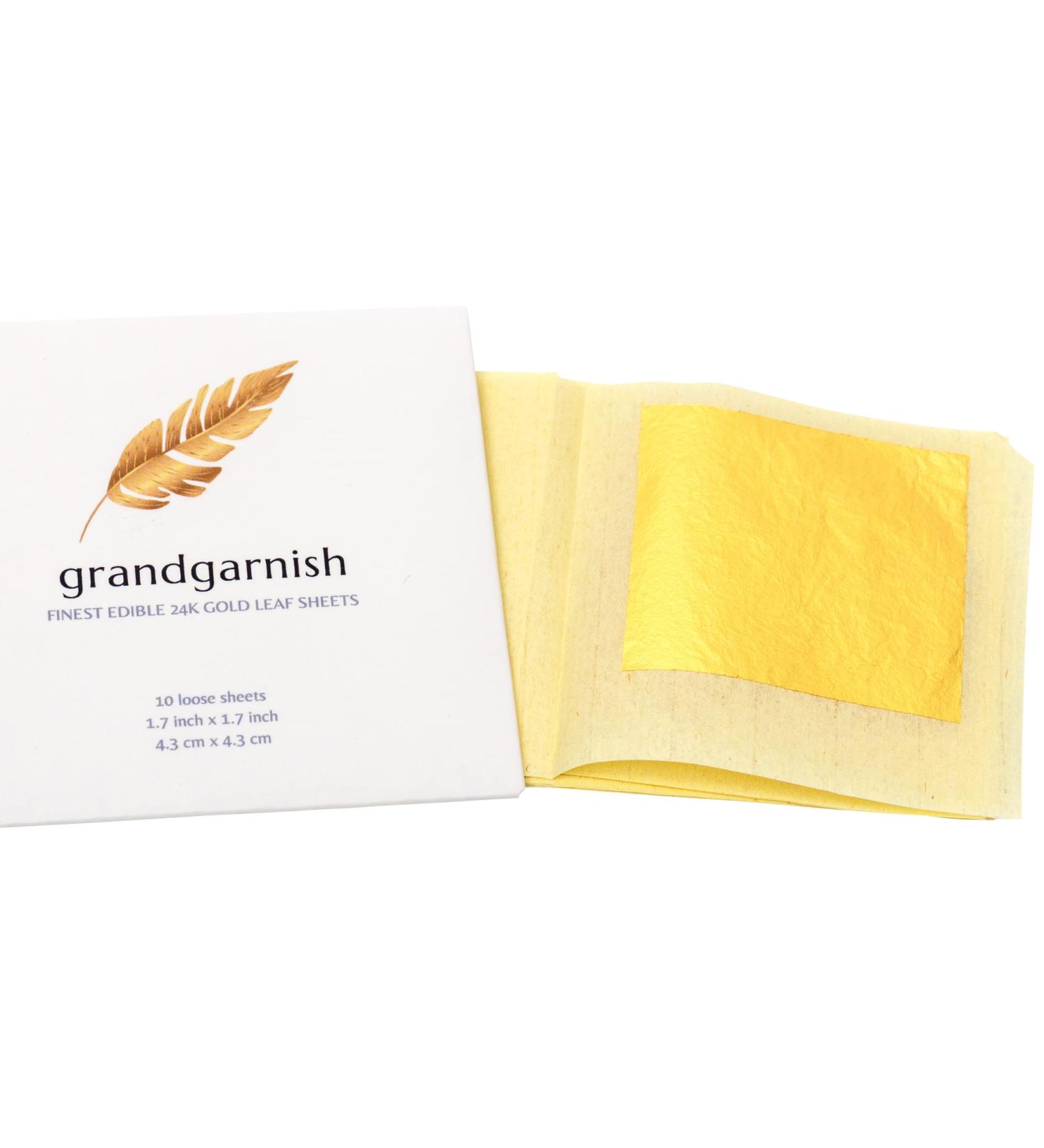 grandgarnish 24K Edible Gold Leaf Sheets -1.7 inch Small 10 Pc - Food Grade Real Gold Foil Leaves for Baking Cake  Cooking  Face Mask  Makeup  Arts and Crafts - Buy Online on GoSupps.com