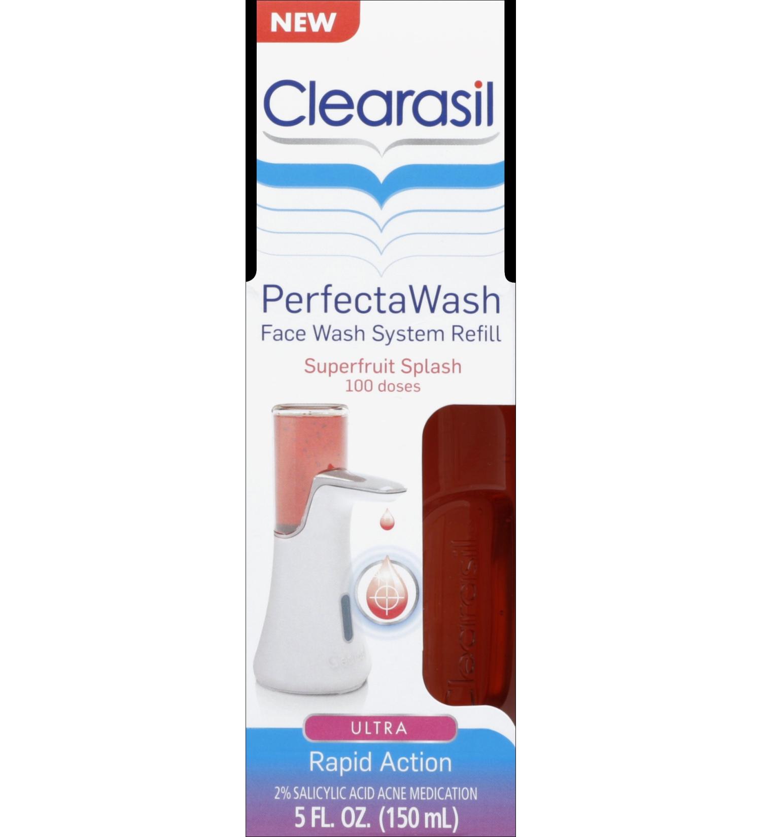 Clearasil PerfectaWash Automatic Face Wash Refill Superfruit Splash Ultra Rapid Action Face Wash Salicylic Acid 2% Acne Medication (5 fl Ounce)