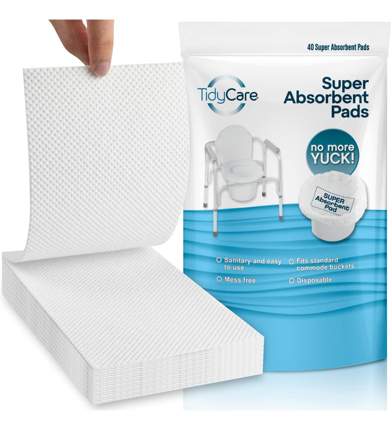 TidyCare Absorbent Commode Pads - Value Pack of 40 | Reduces Odor from Liquid Waste | For Portable Bedside Toilet Chair Buckets and Bedpans - Buy Online on GoSupps.com