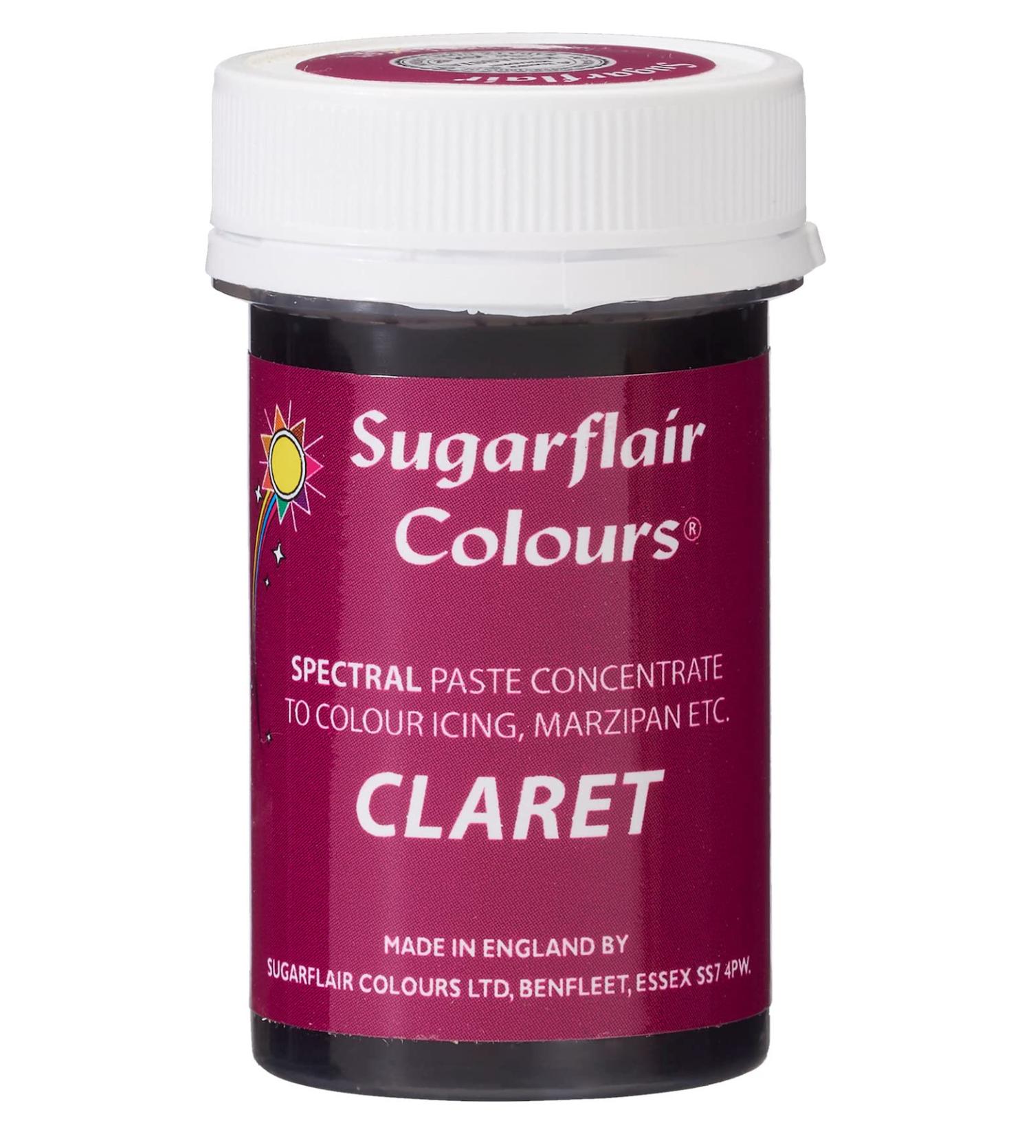 Sugarflair Claret Spectral Food Colouring Paste Highly Concentrated for Use with Sugar Pastes Buttercream Royal Icing or Cake Mix Vibrant Colour Dye - 25g