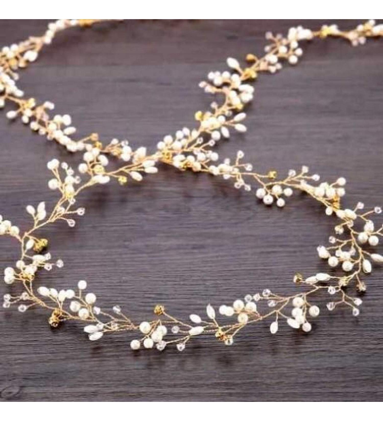 KeenKun Gold Wedding Hair Vine - Long Bridal Headband for Women and Girls - Buy Online on GoSupps.com
