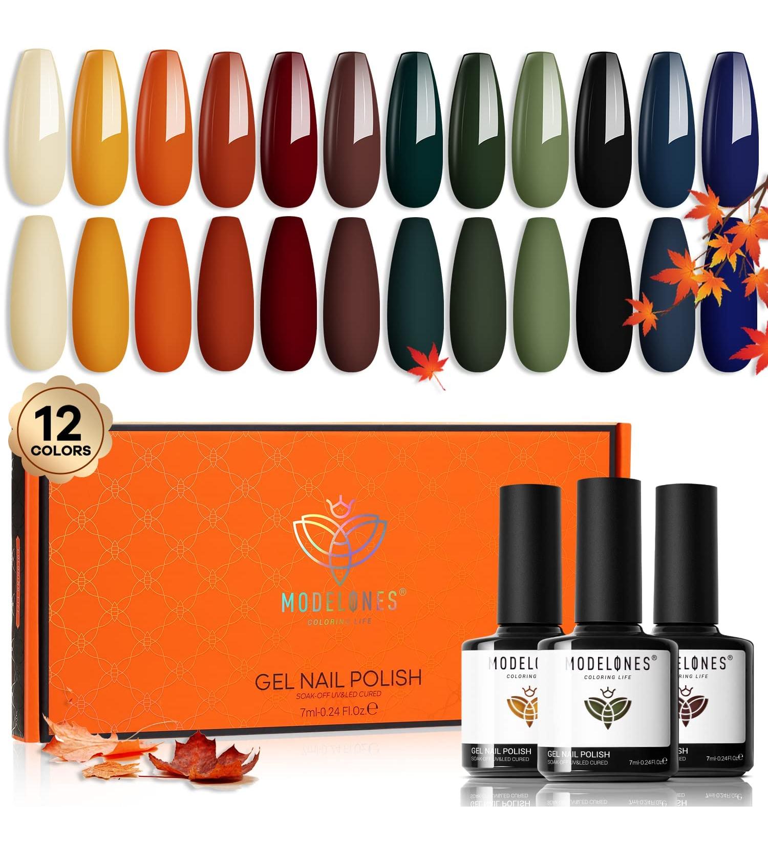 Modelones Fall Gel Nail Polish Set - 12 Colors for Halloween | Soak Off LED Nail Art Kit - Perfect Gift for DIY & Salon Use - Buy Online on GoSupps.com