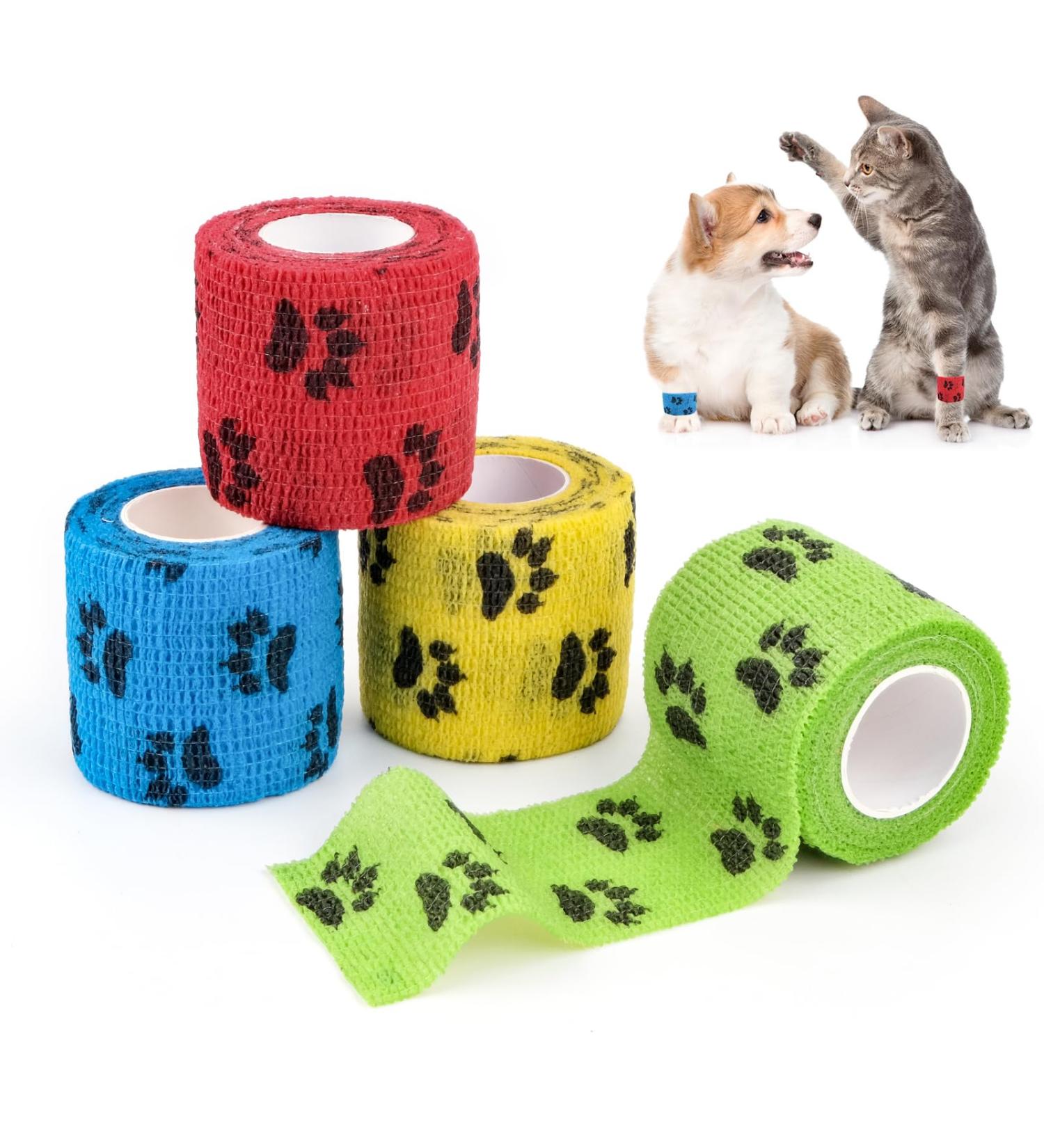 Vet Wrap Pet Cohesive Bandages Dog Bandage Self Adhesive Cohesive Non-Woven Elastic Bandage with Breathable and Stretchable Fabric for Human Wrist Ankle Sprains & Swelling 4 Rolls 5cm x 4.5m One Size 4 - Buy Online on GoSupps.com