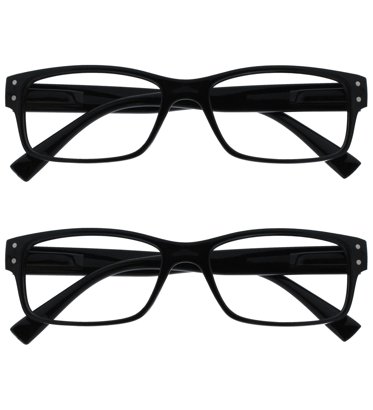 2-Pack Men's Designer Reading Glasses - Black & Brown Tortoise - RR11 Spring Hinges +3.00 Diopters - Buy Online on GoSupps.com