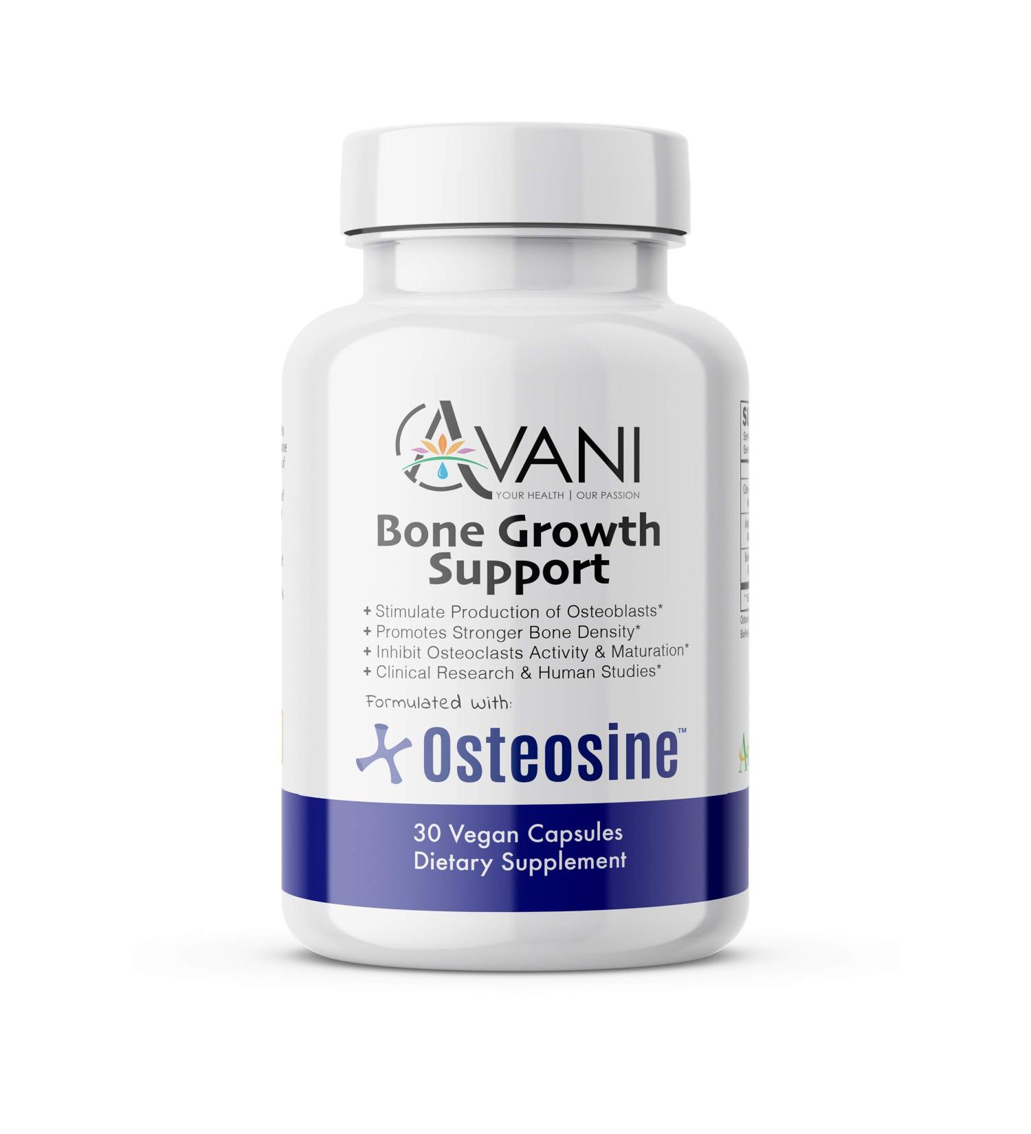 Avani Health Osteosine Bone Growth Support - Boost Bone Calcium Levels - Enhanced Absorption with BioPerine - Gluten-Free - 30 Vegan Capsules - Buy Online on GoSupps.com