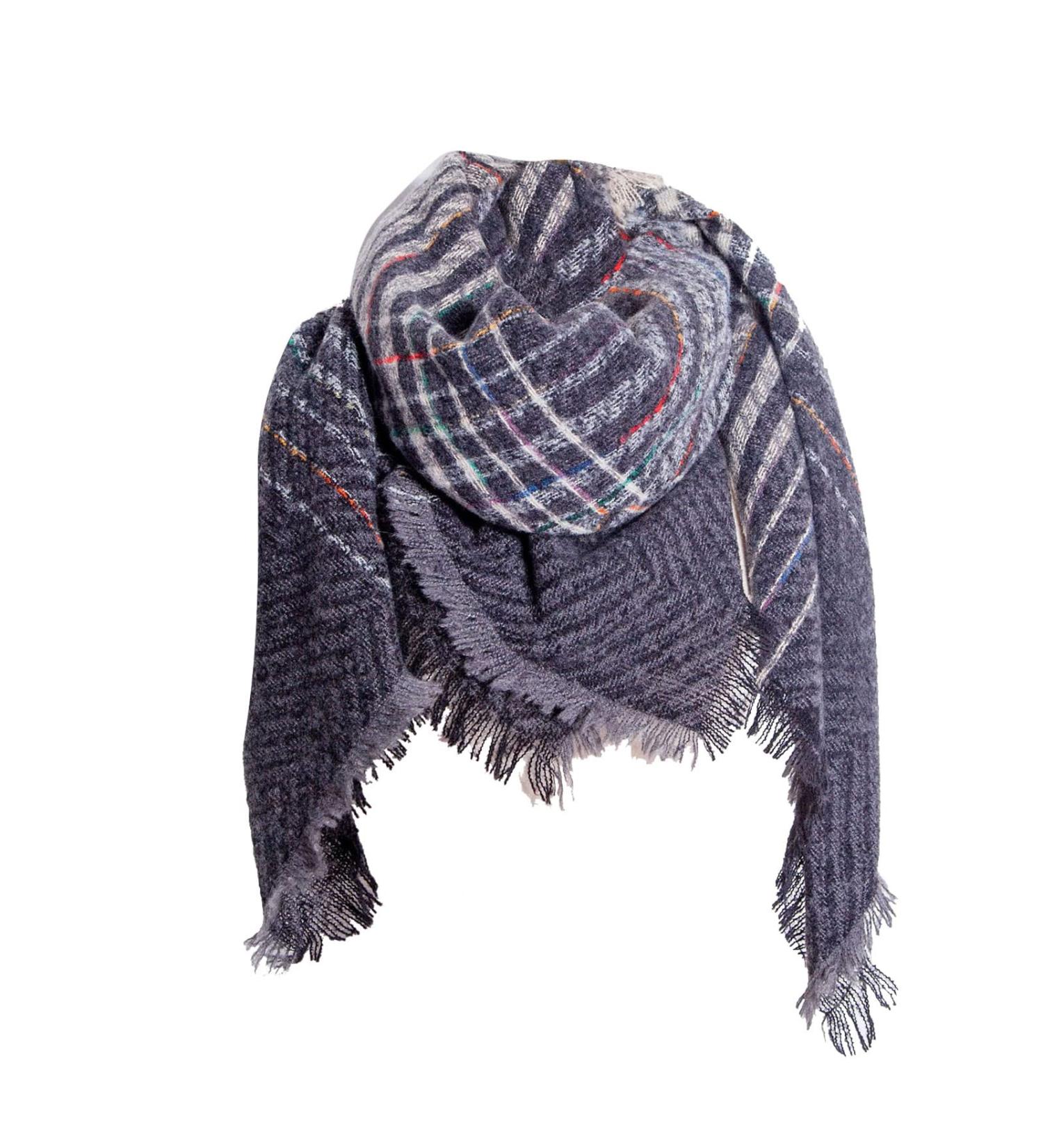 Women's Warm Printed Triangular Scarf - Gray Neck Wrap for Cold Weather & Autumn - Buy Online on GoSupps.com