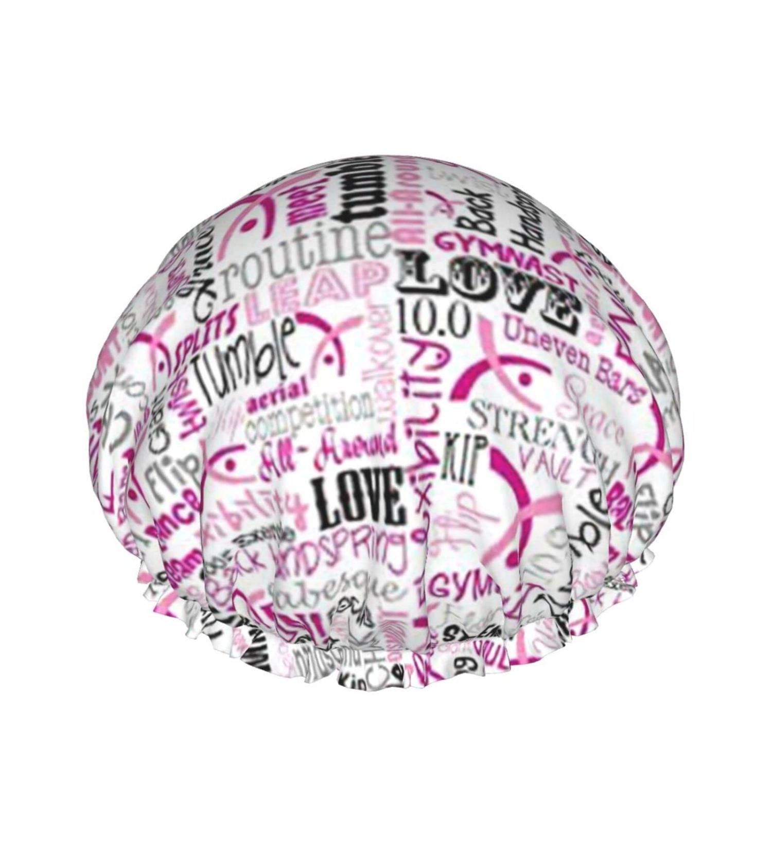 Gymnastics Pink Printed Waterproof Shower Cap for Women - Fits All Head Sizes and Hair Textures - Buy Online on GoSupps.com