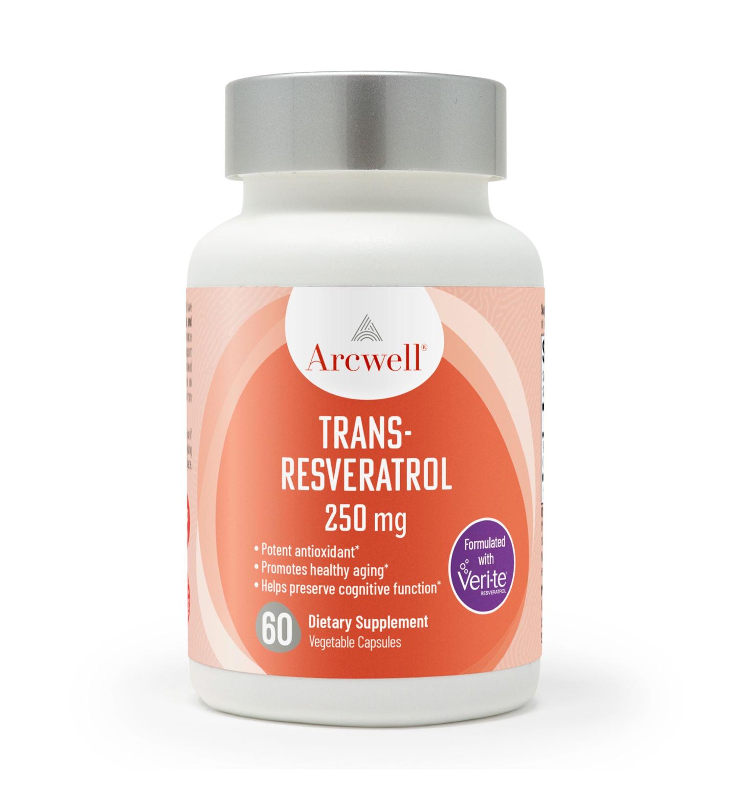 Arcwell Ultra Pure 99% Trans-Resveratrol 250 mg per Capsule - 60 Vegetable Capsules | High Potency Antioxidant | Highly Bioavailable - Buy Online on GoSupps.com