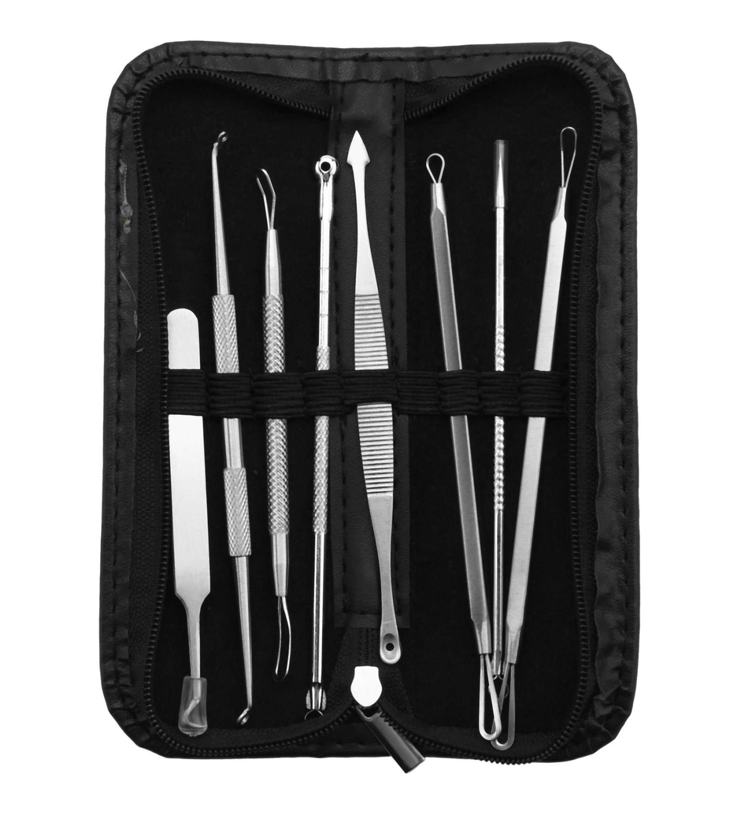 Srutueo Professional Black head Remover Tool Kit Stainless Steel Blackhead Acne Comedone Pimple Blemish Extractor Beauty Tool - Buy Online on GoSupps.com