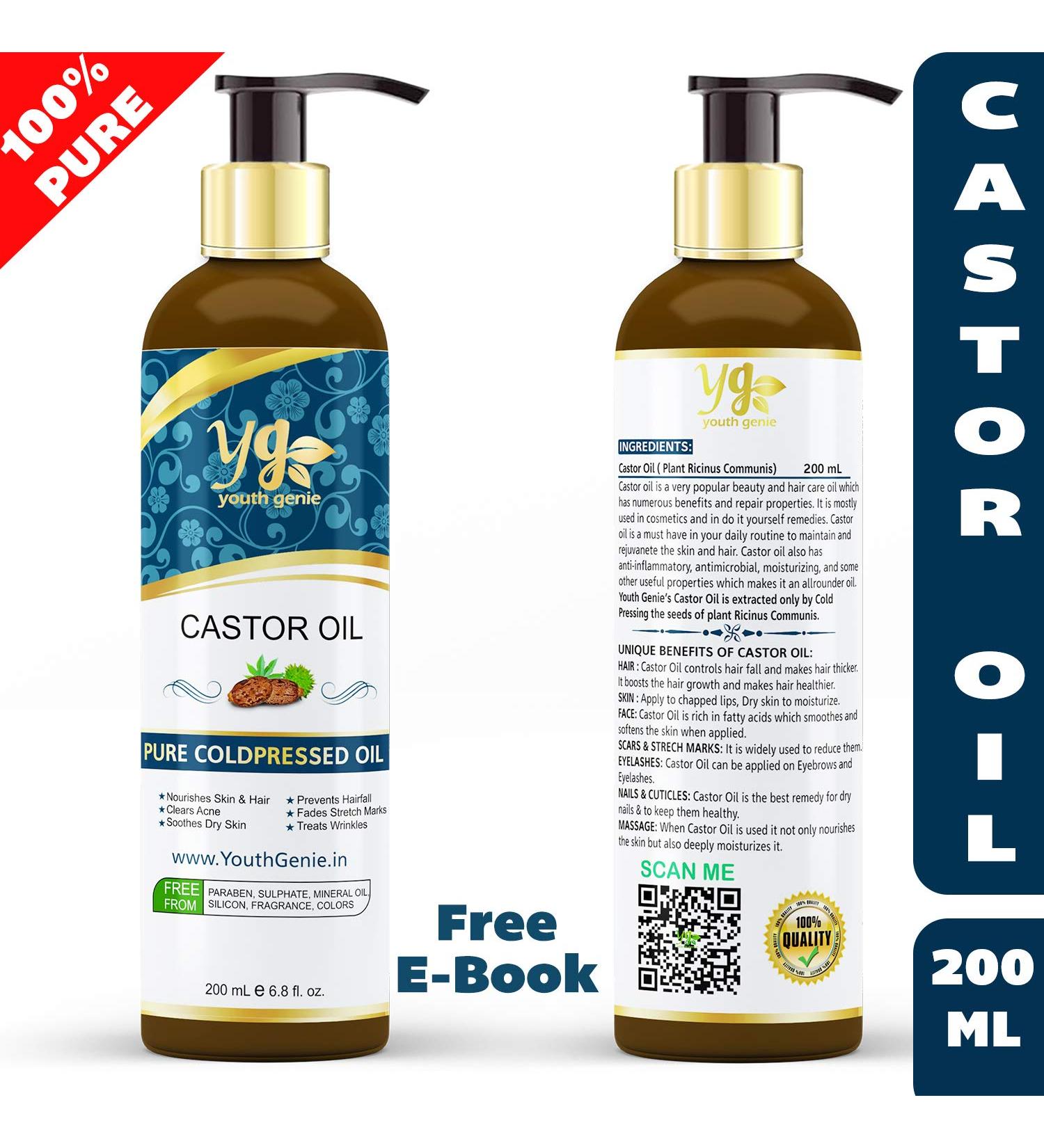 Buy 100% Natural Cold Pressed Castor Oil - No Paraben & Mineral Oil - 200 ML (6.76oz) | International Shipping Available - Buy Online on GoSupps.com