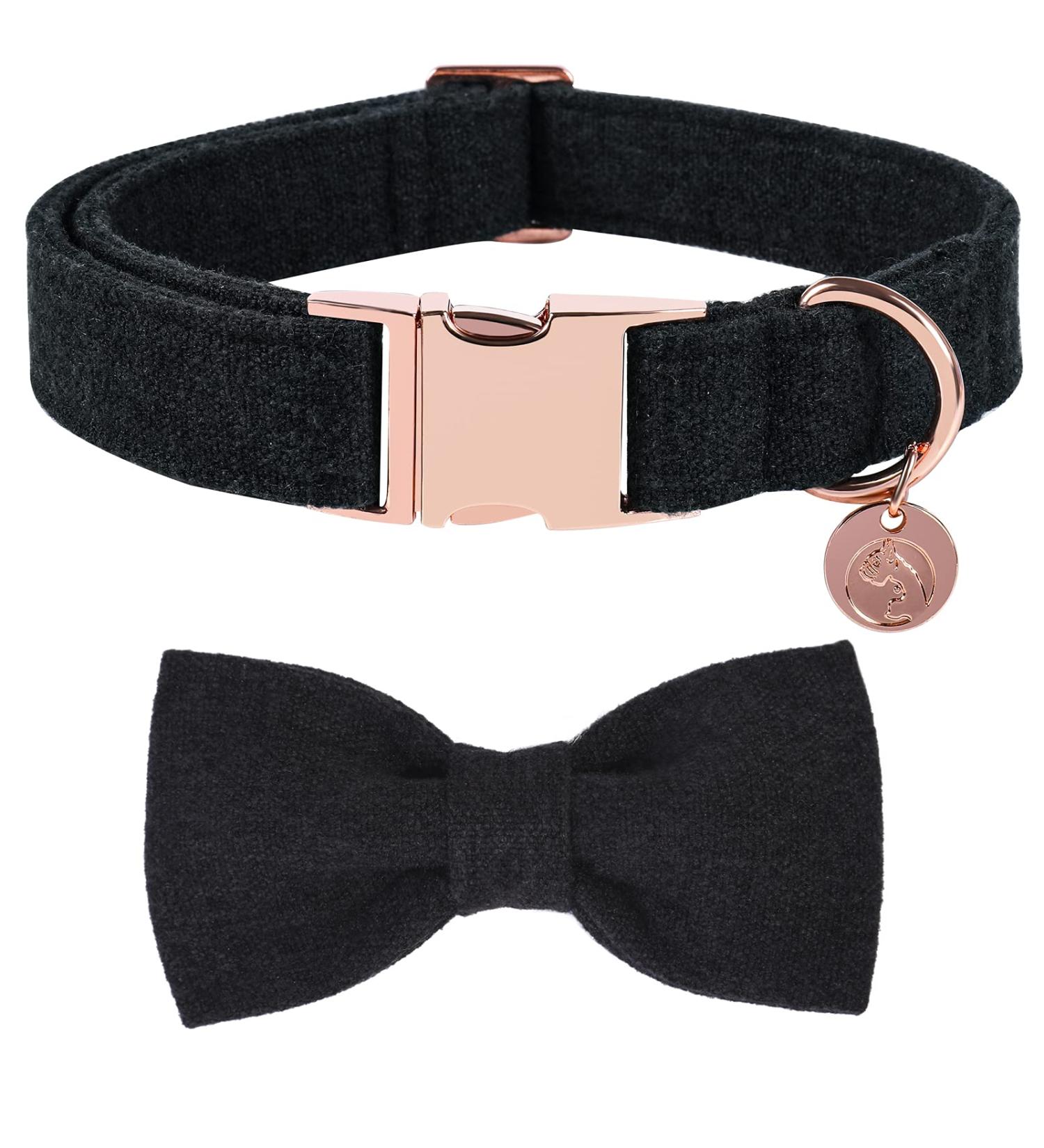 Dogwong Adjustable Black Dog Collar with Removable Fly - Comfortable Gift for Small to X-Large Dogs - Buy Online on GoSupps.com