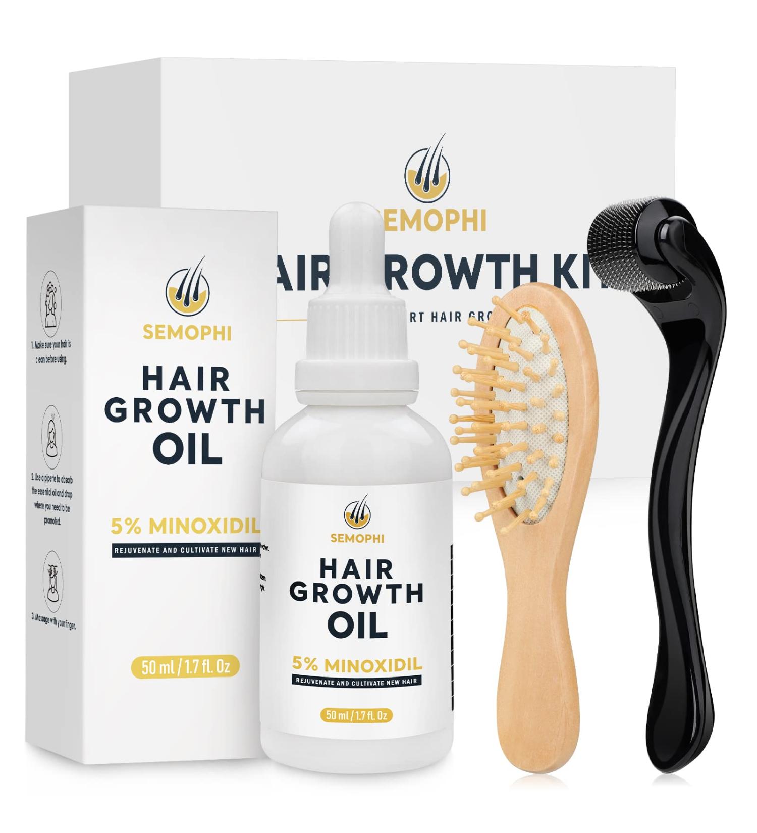 5% Minoxidil Derma Roller Kit for Hair Growth w/ Serum Oil - Biotin Treatment - Men Women - 0.25mm - Buy Online on GoSupps.com