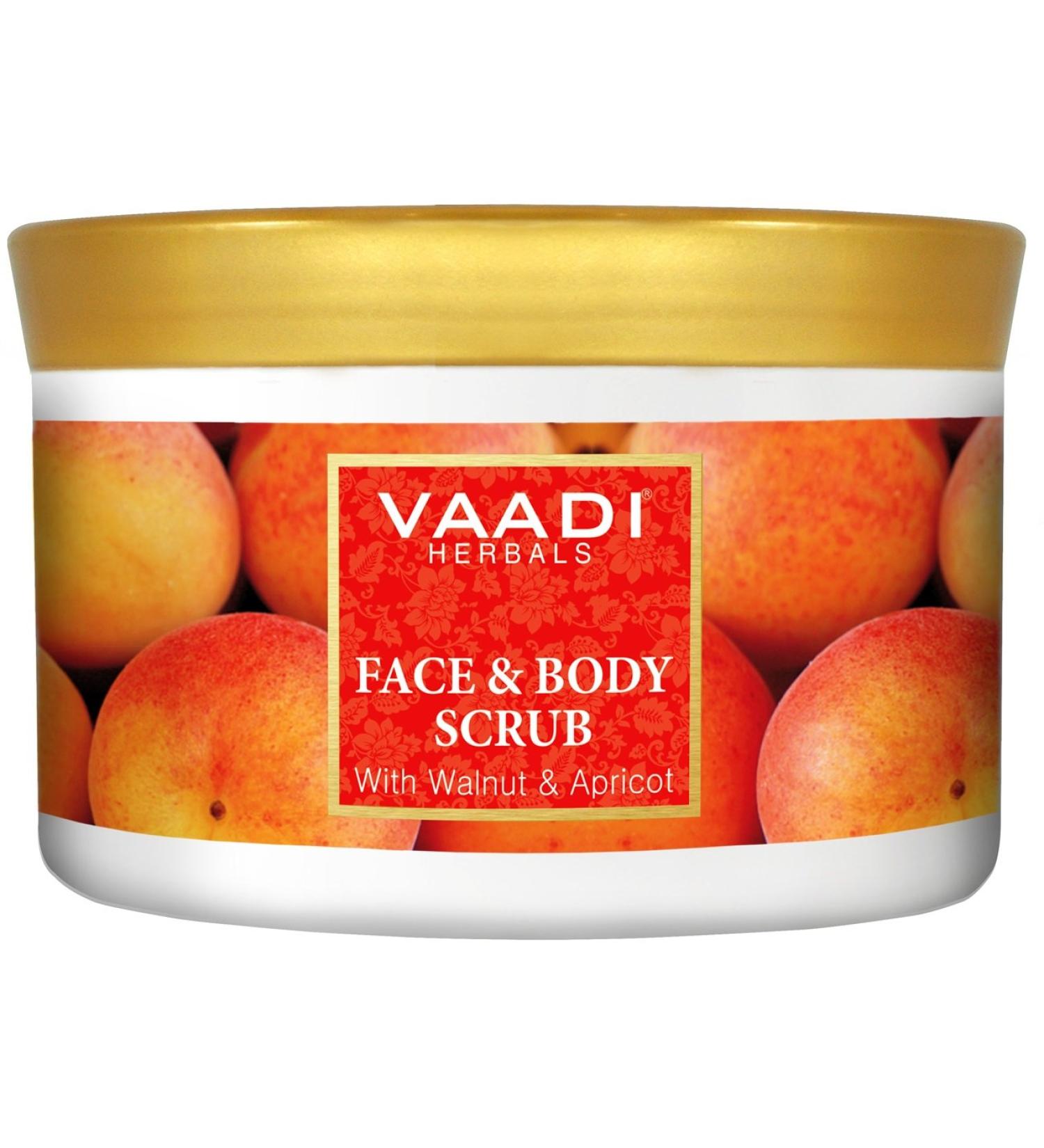 Vaadi Herbals Face & Body Scrub - Walnut & Apricot Cream for Dry Skin & Blackheads - 500g - Buy Online on GoSupps.com