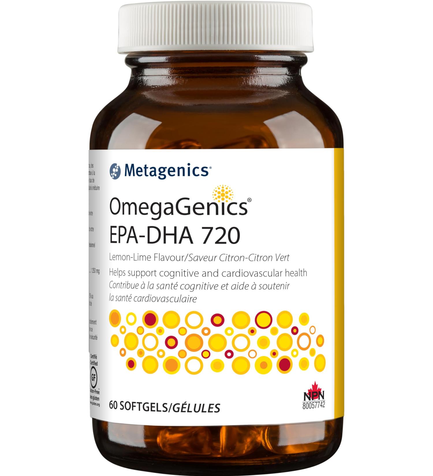 Metagenics OmegaGenics EPA-DHA 720mg - Daily Omega 3 Fish Oil Supplement to Support Cardiovascular Musculoskeletal and Immune System Health - 60 Softgels - Buy Online on GoSupps.com