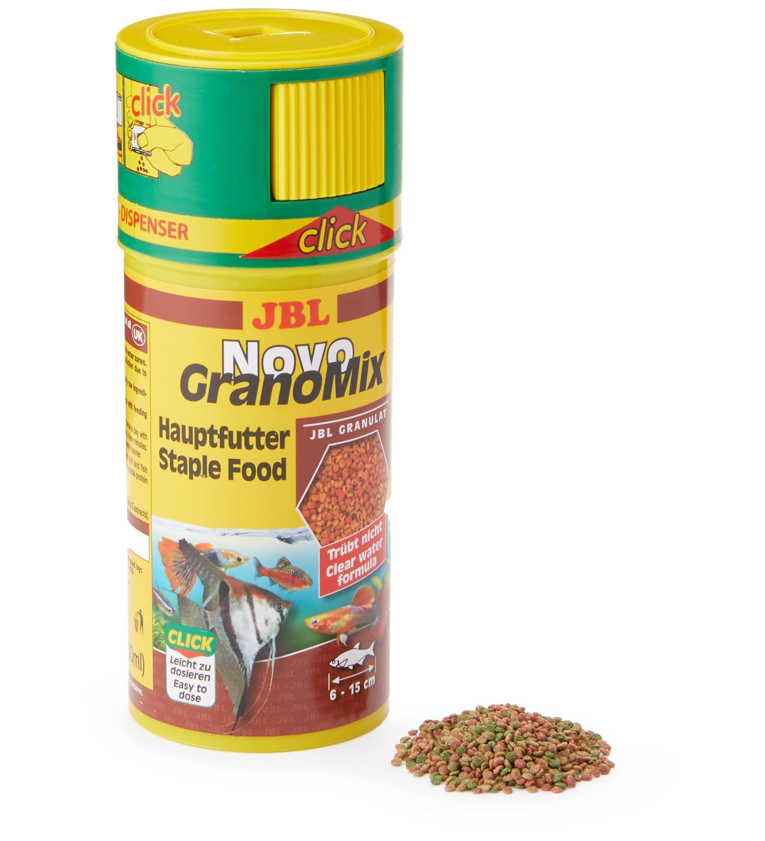 JBL Novogranomix 30101 - Sole Feed for Large Aquarium Fish (250 ml) - Premium Granules for 6-15 cm Fish Size - International Shipping Available - Buy Online on GoSupps.com
