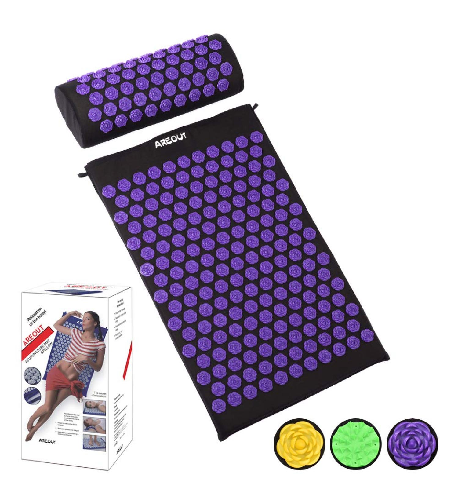 Buy TPE + Sponge Acupuncture Massage Pad & Pillow Set - Pain Relief Yoga Mat for Wellness | International Shipping - Buy Online on GoSupps.com