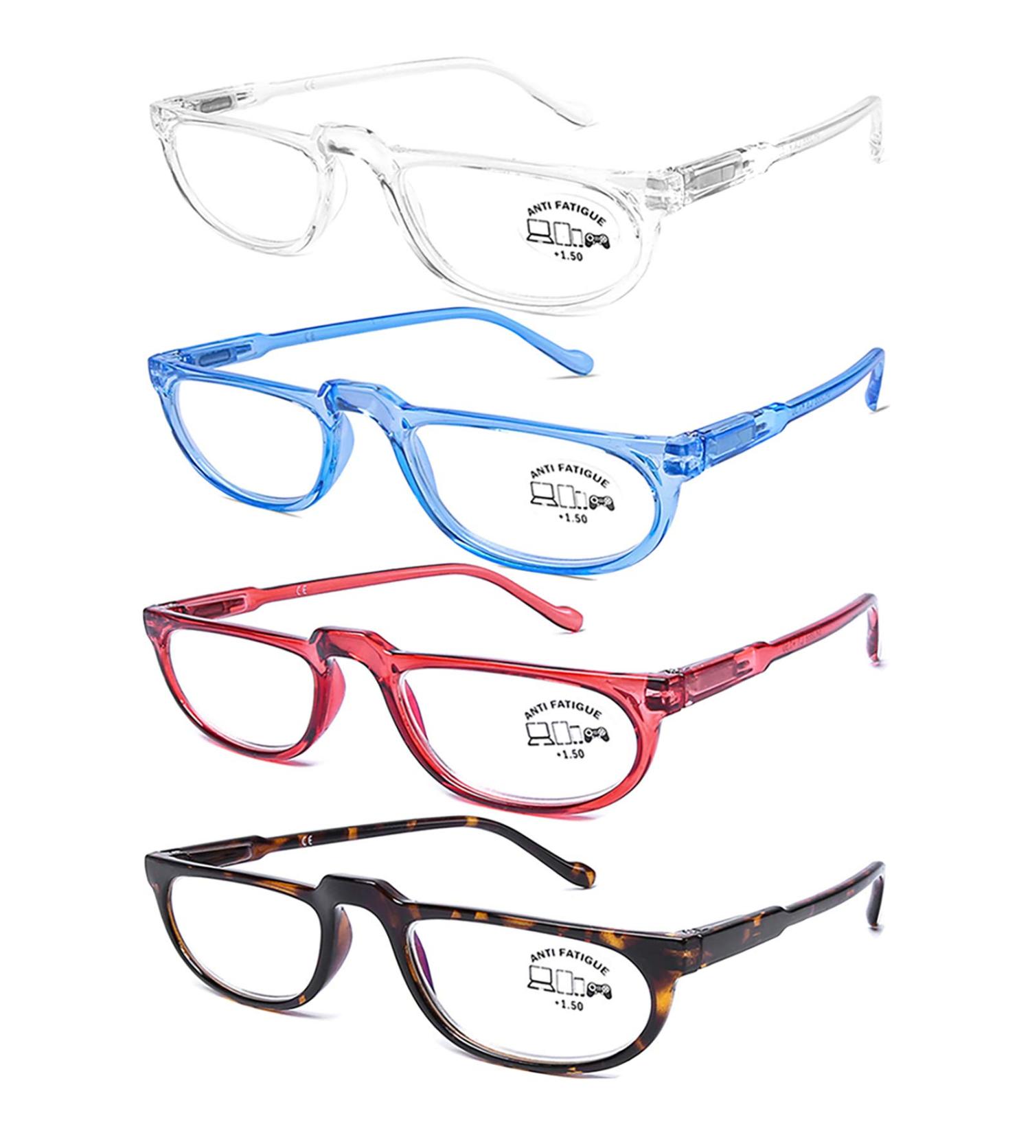 Blue Light Blocking Half Moon Frames Reading Glasses 2.75 4 Pack - Anti-Glare Computer Readers for Women Men - TR90 Lightweight Spring Hinge Semi-Rimless Design - 2.75x Magnification - Buy Online on GoSupps.com