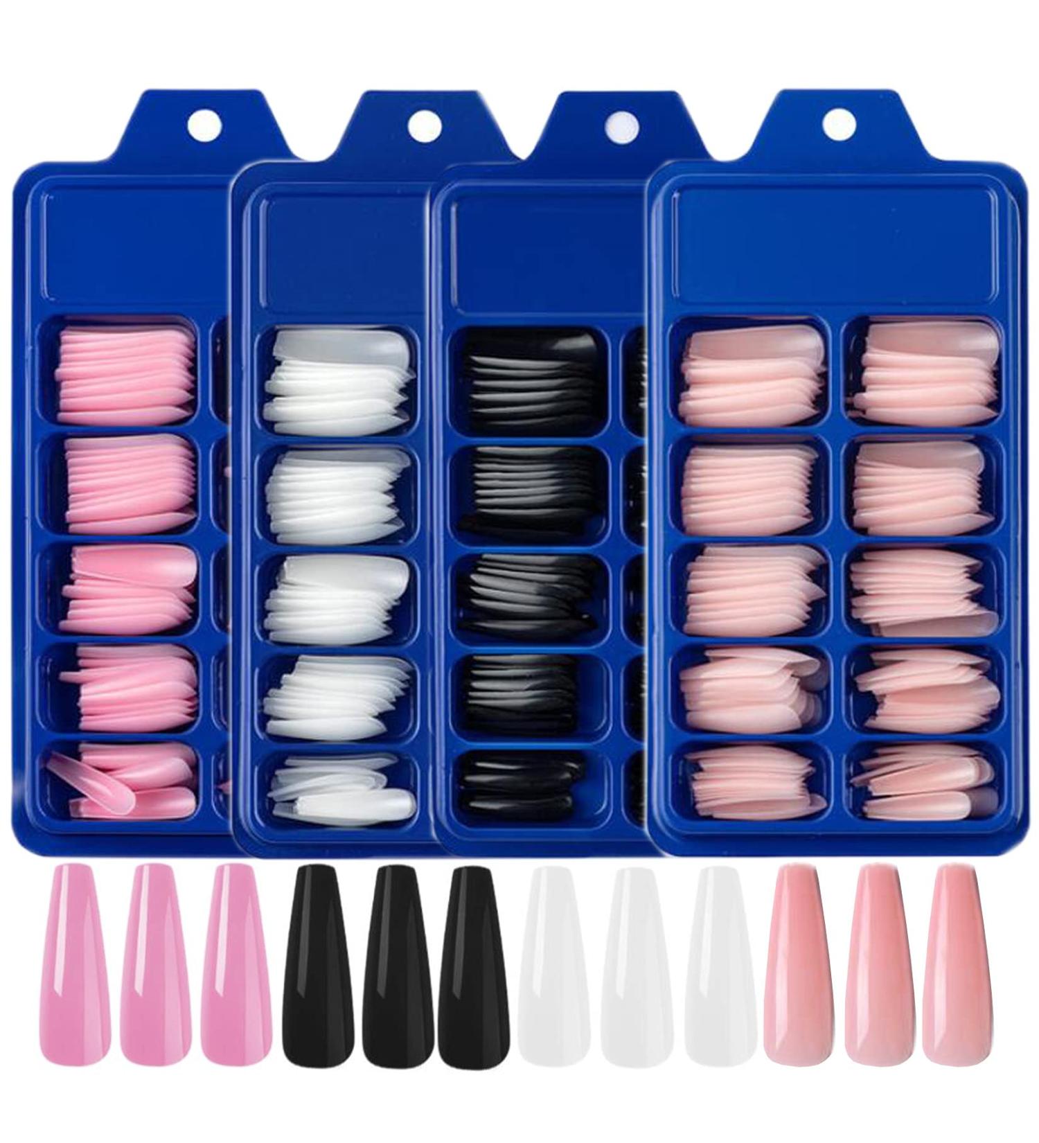 400pc Colored Long Coffin Press on Nails - Glossy Ballerina False Nails for Manicure - Acrylic Nail Design Salon Quality - DIY Nail Art Decor for Women and Girls - Buy Online on GoSupps.com