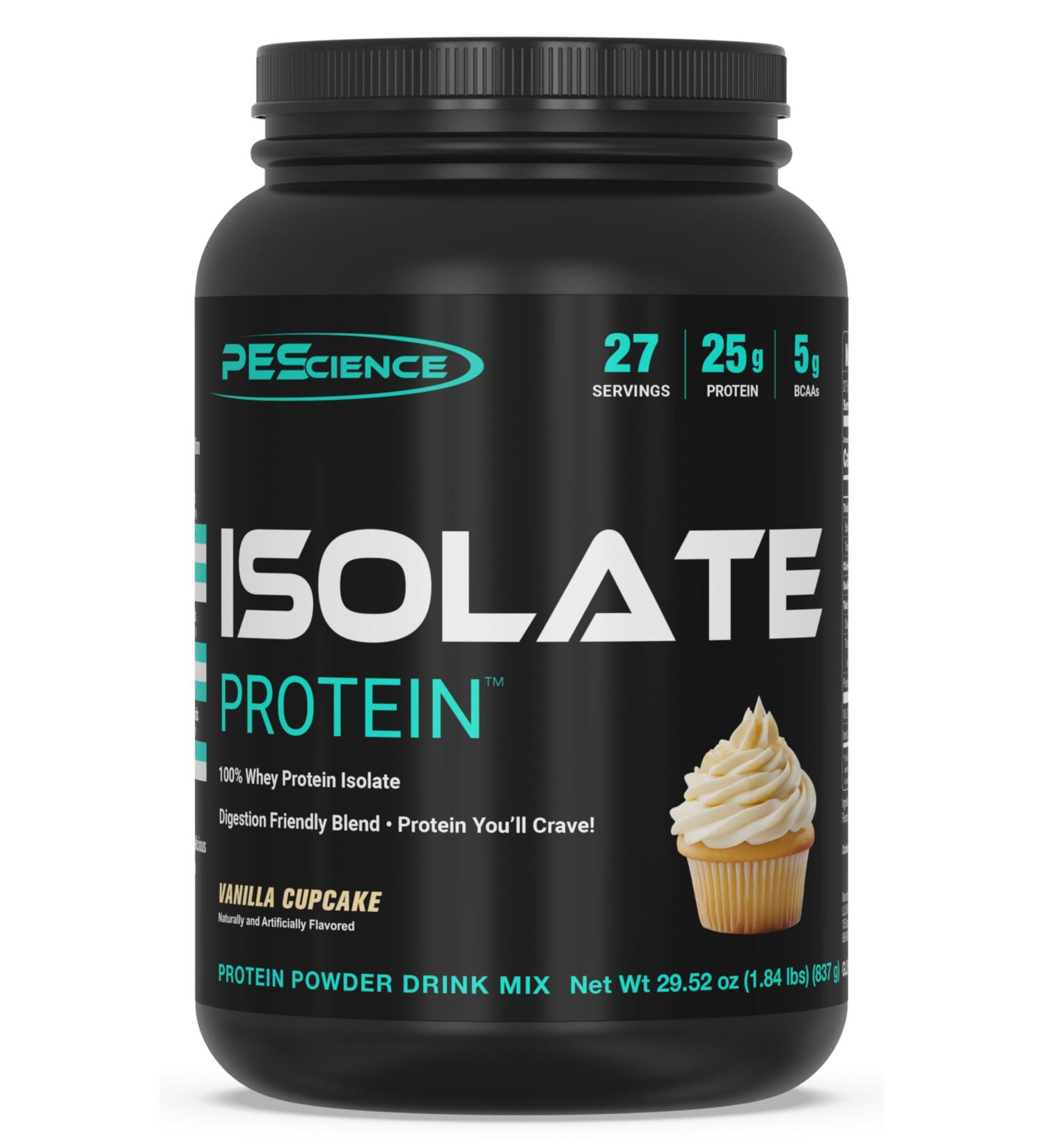 PEScience Isolate Whey Protein Powder, Vanilla Cupcake, 27 Servings, 100% Whey Protein Isolate, Low Carb, Fast Absorbing Post Workout Shake for Men and Women Vanilla Cupcake 27 Servings (1.81 Pound) - Buy Online on GoSupps.com