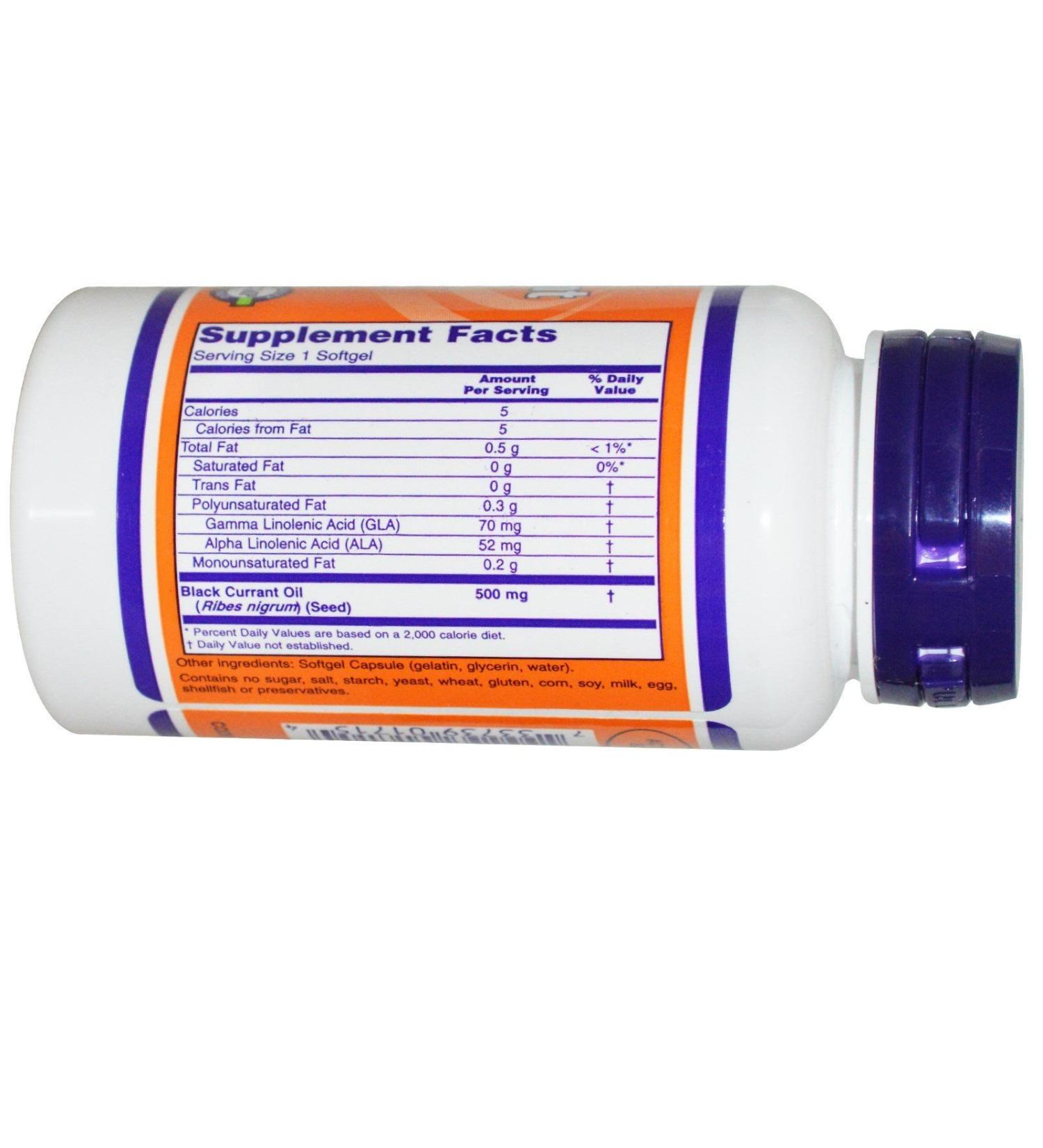 Now Foods Black Currant Oil 500mg - 100 Softgels | Pure and Natural - Buy Online on GoSupps.com