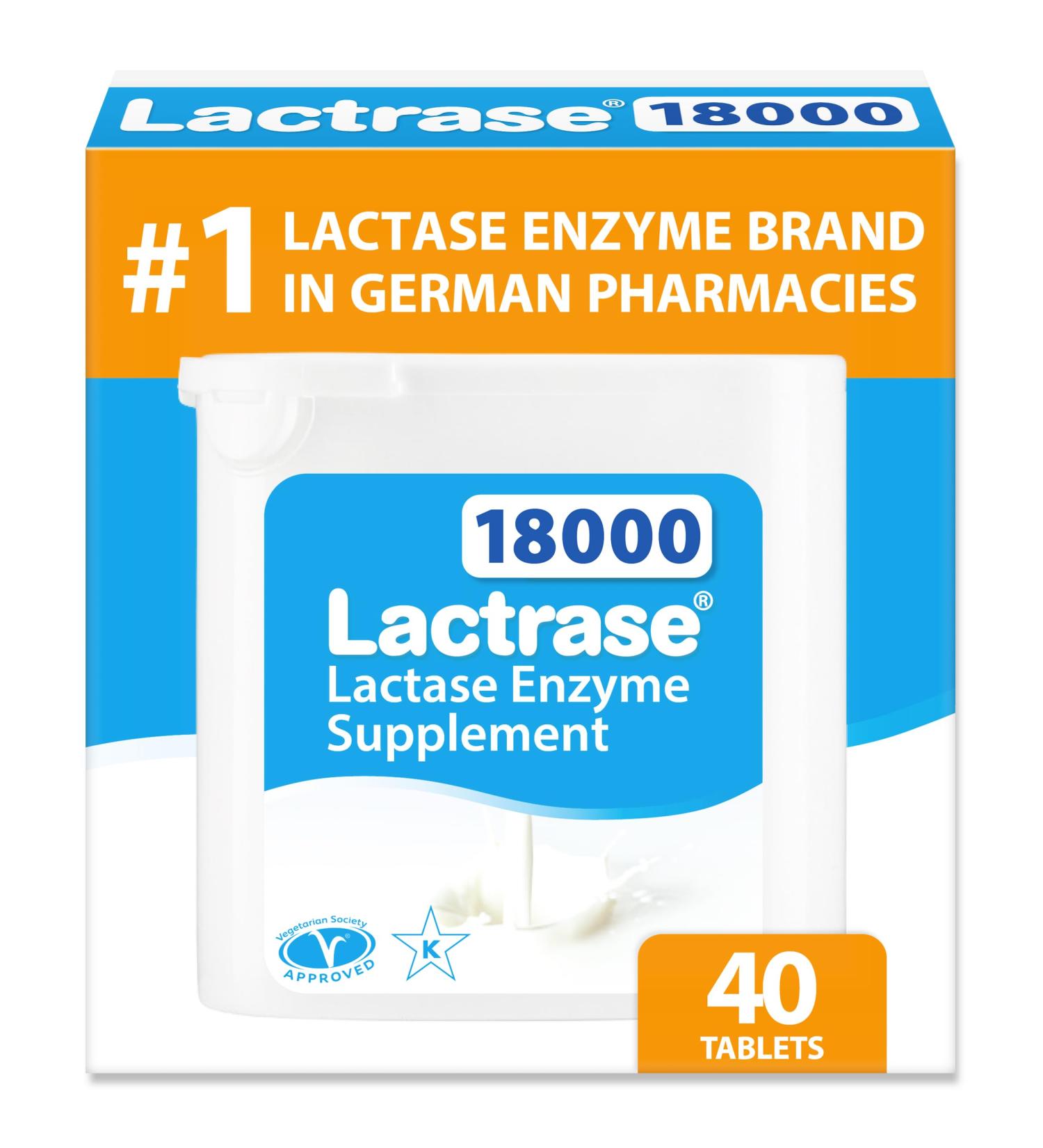 Lactrase Tablet Dispenser #1 Lactase Brand in German Pharmacies Extra Strength 18 000 FCC Lactase Units 40 Fast-Acting Pills for Lactose Intolerance Enjoy Dairy Again Standard (40 Count) - Buy Online on GoSupps.com