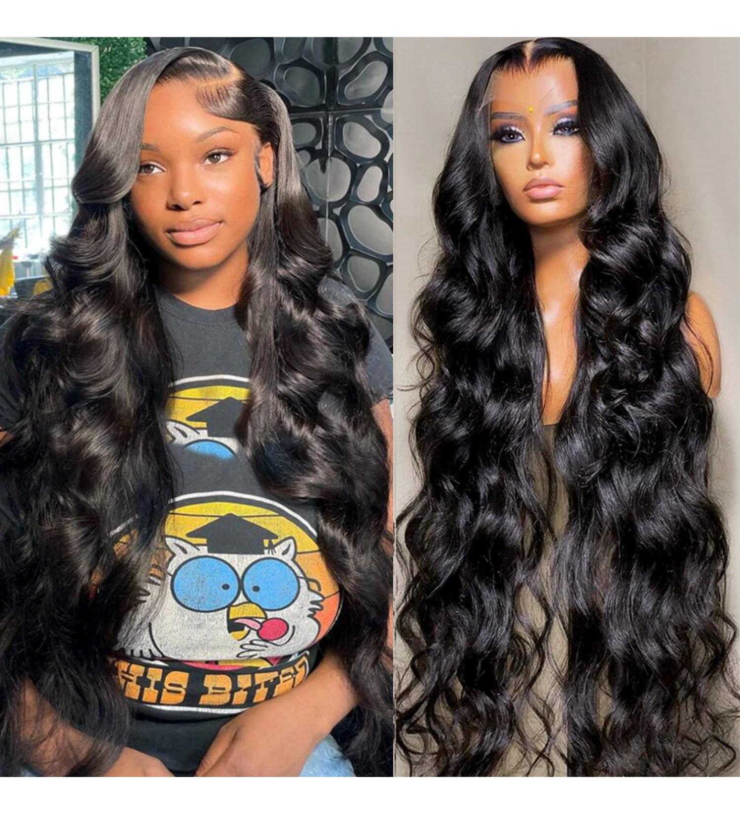 28 13x4 Body Wave Lace Front Wig | HD Transparent Brazilian Human Hair | Pre Plucked with Baby Hair | 180% Density | Natural Black | For Black Women - Buy Online on GoSupps.com