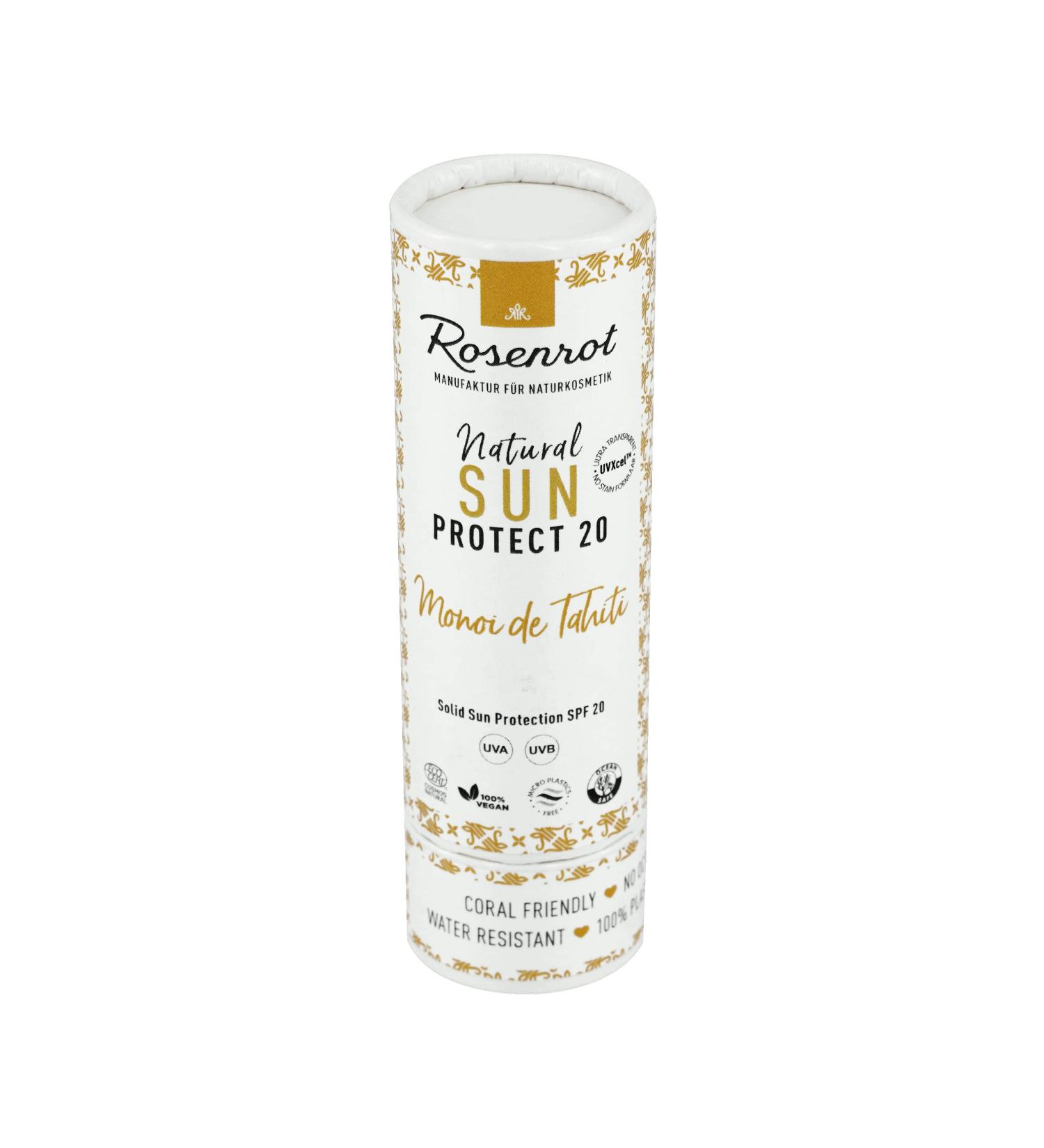 Rose red natural cosmetics - Sun Stick LSF 20 Monoi de Tahiti - Dermatologically tested UVA & UVB Breitpektrum protection - waterproof - organic certified