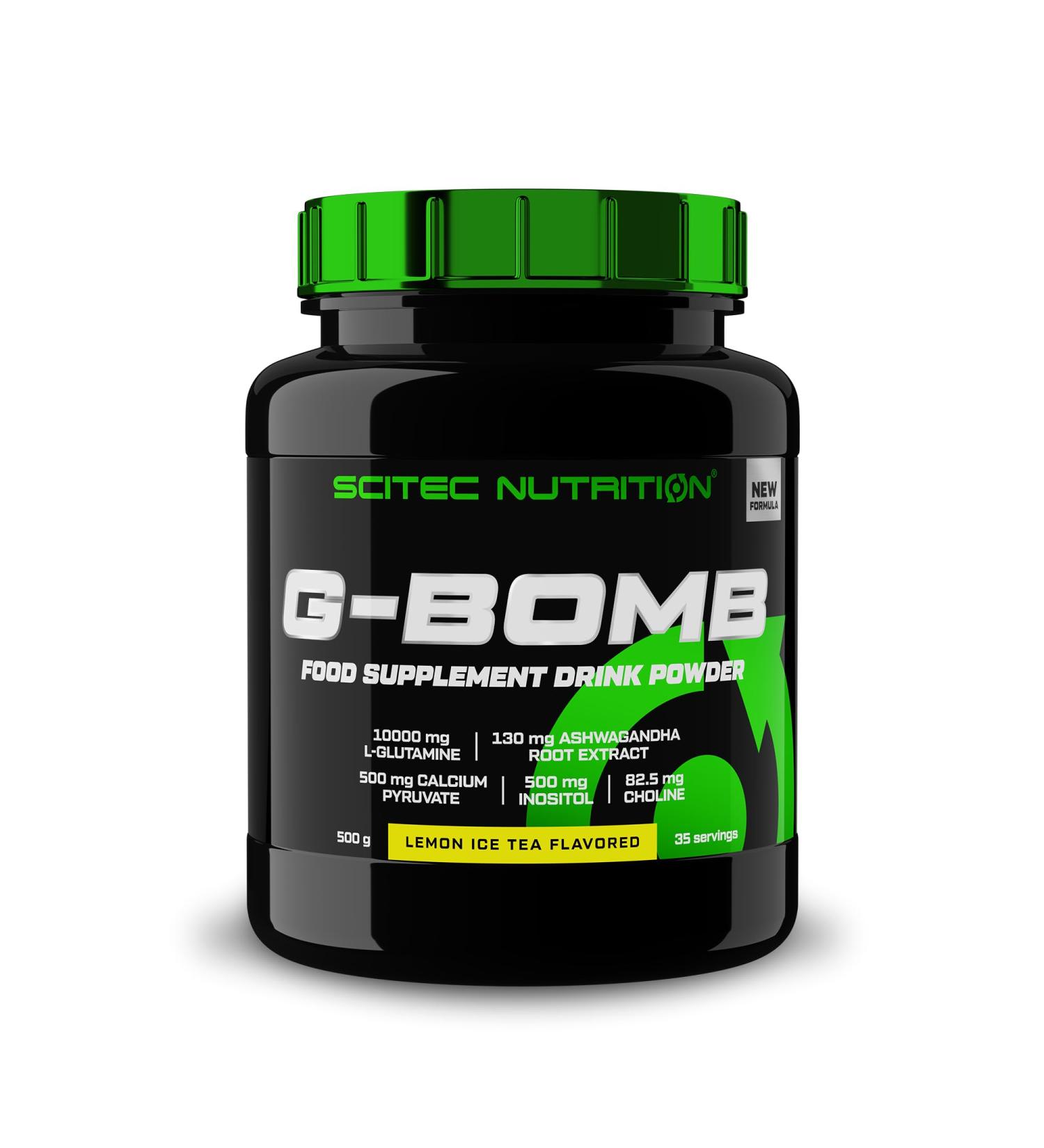 Scitec Nutrition G-Bomb | L-Glutamine | Plant Extracts | Inositol Choline and Naringin | with Calcium Pyruvate 500 g Lemon Iced Tea - Buy Online on GoSupps.com
