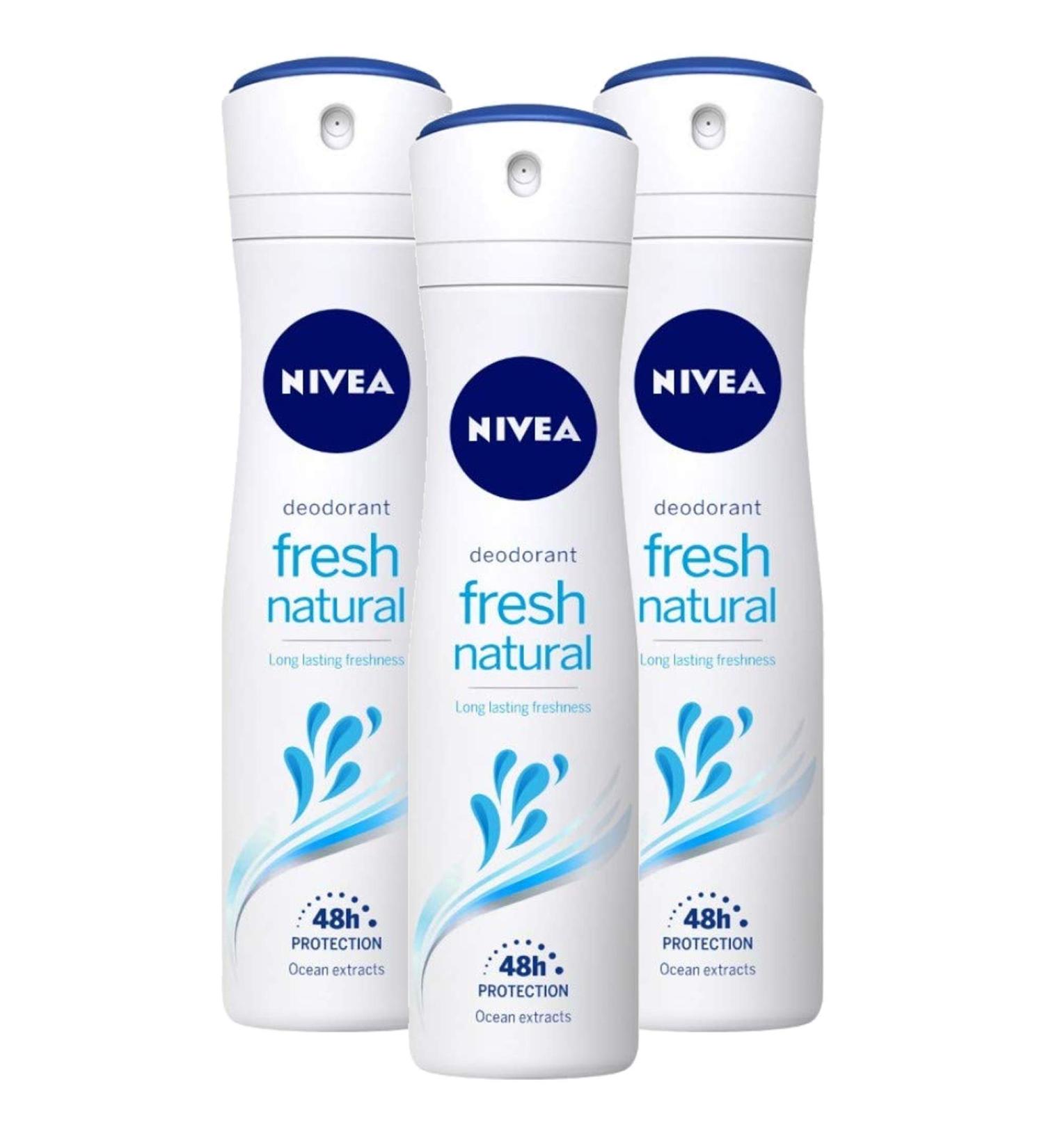 Nivea Longlasting 48 Hours Freshness Body Spray - Fresh Natural 3 Packs x 150 ML / 5.07 Fl. Oz