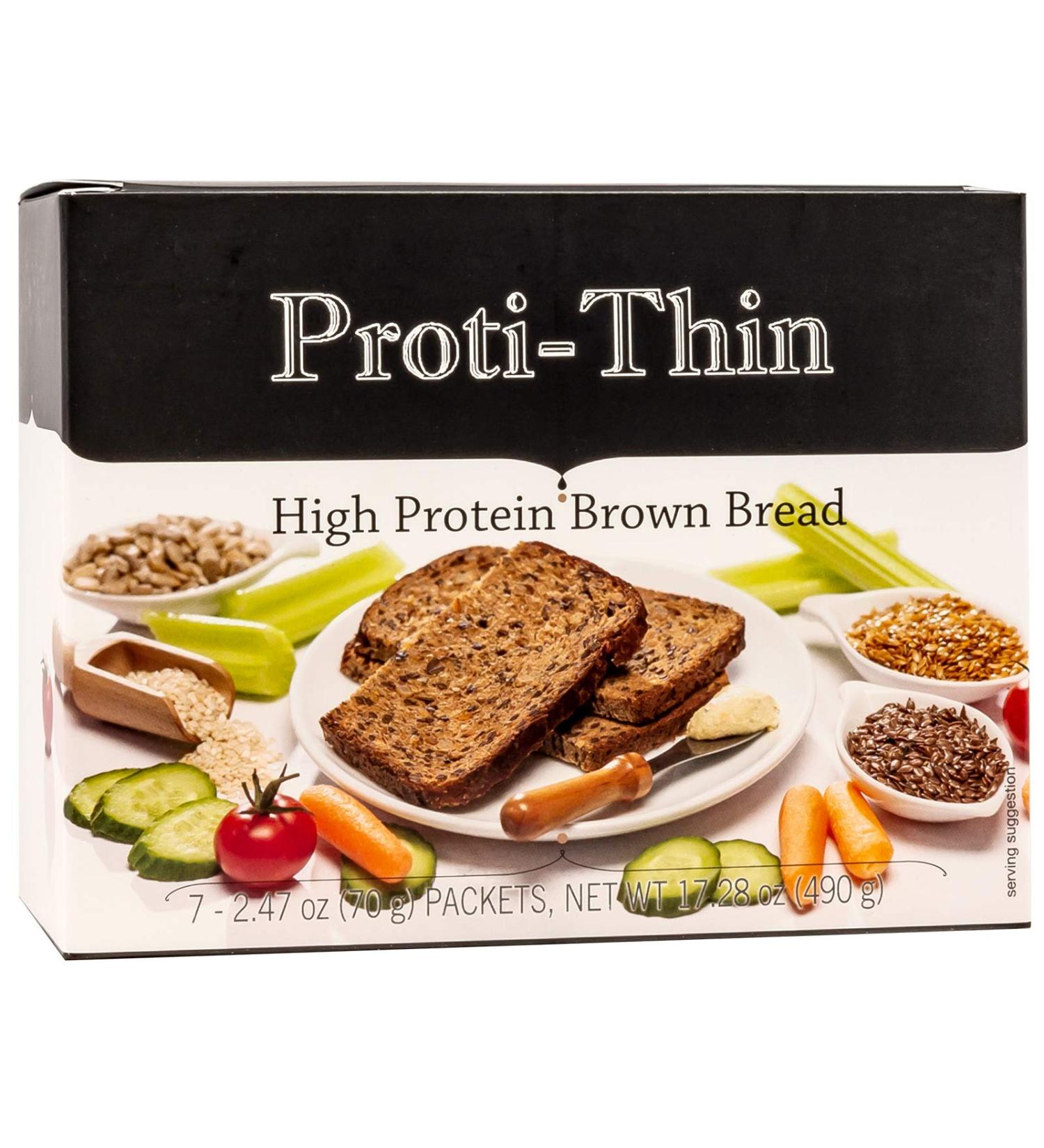 Proti-Thin High Protein Brown Bread - 15g Protein, Low Calorie, High Fiber, Low Net Carb Diet Option - KETO & Ideal Protein Compatible - 3 Slices per Serving, 7 Servings - Buy Online on GoSupps.com