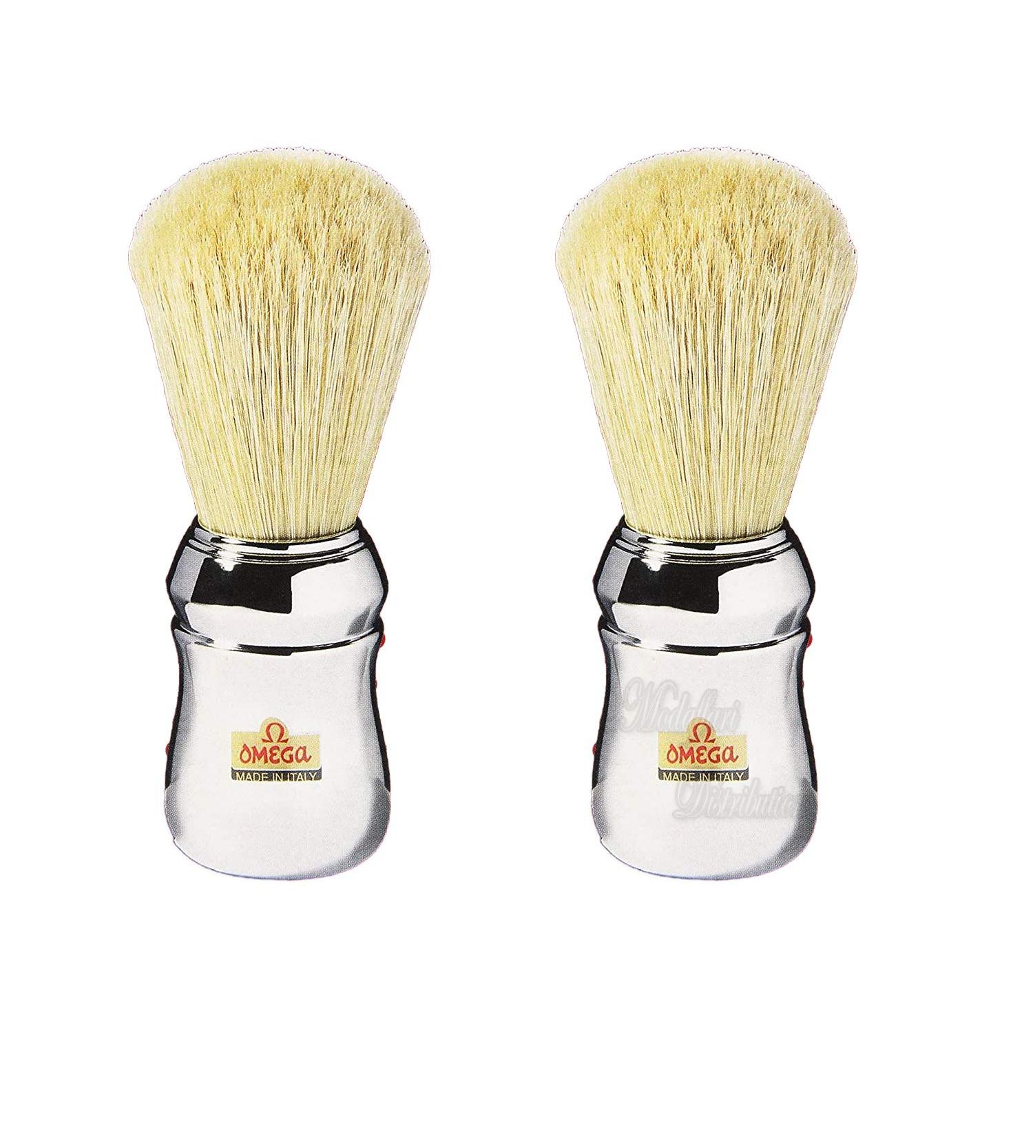 OMEGA 48 professional beard brush with chrome handle 2 pieces