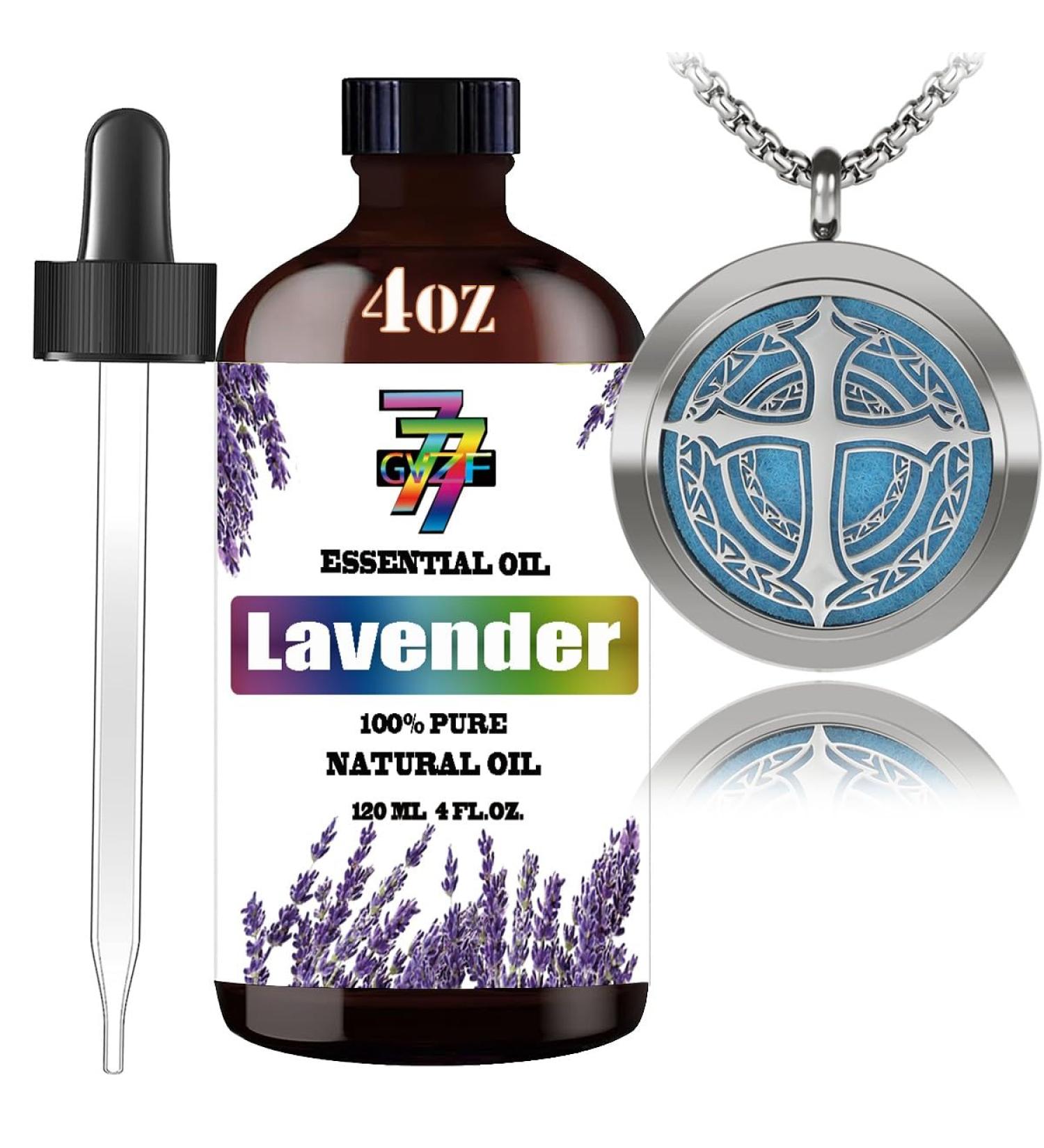 GV77ZF Essential Oil Diffuser Necklace and Lavender Essential Oil (4oz/120ml) Combo Set - Buy Online on GoSupps.com