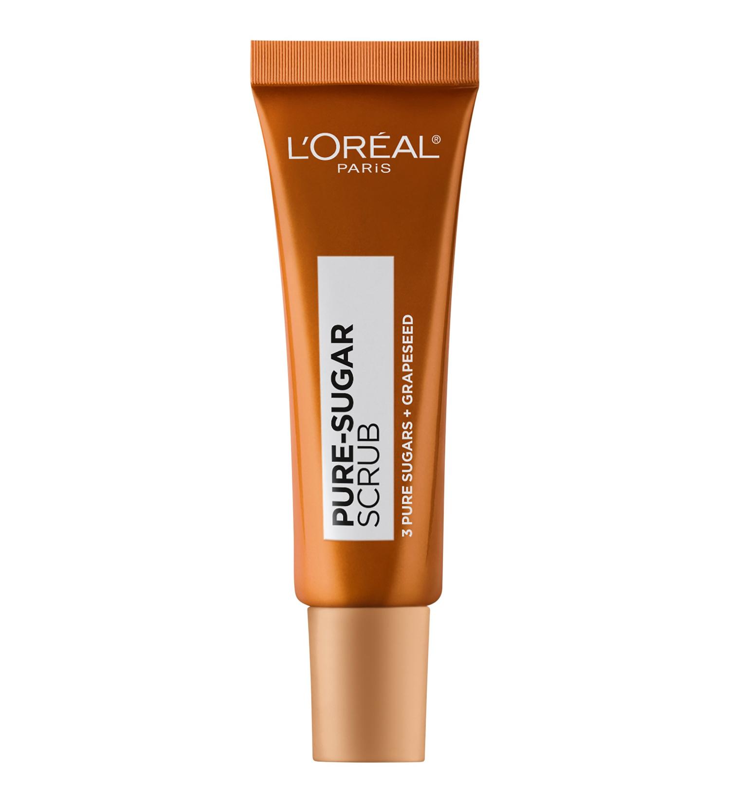 L'Oreal Paris Skincare Pure Sugar Lip Scrub - Smooth & Glow Grapeseed Formula | Travel Size 0.67 fl oz | Exfoliate Lips & Face - Buy Online on GoSupps.com