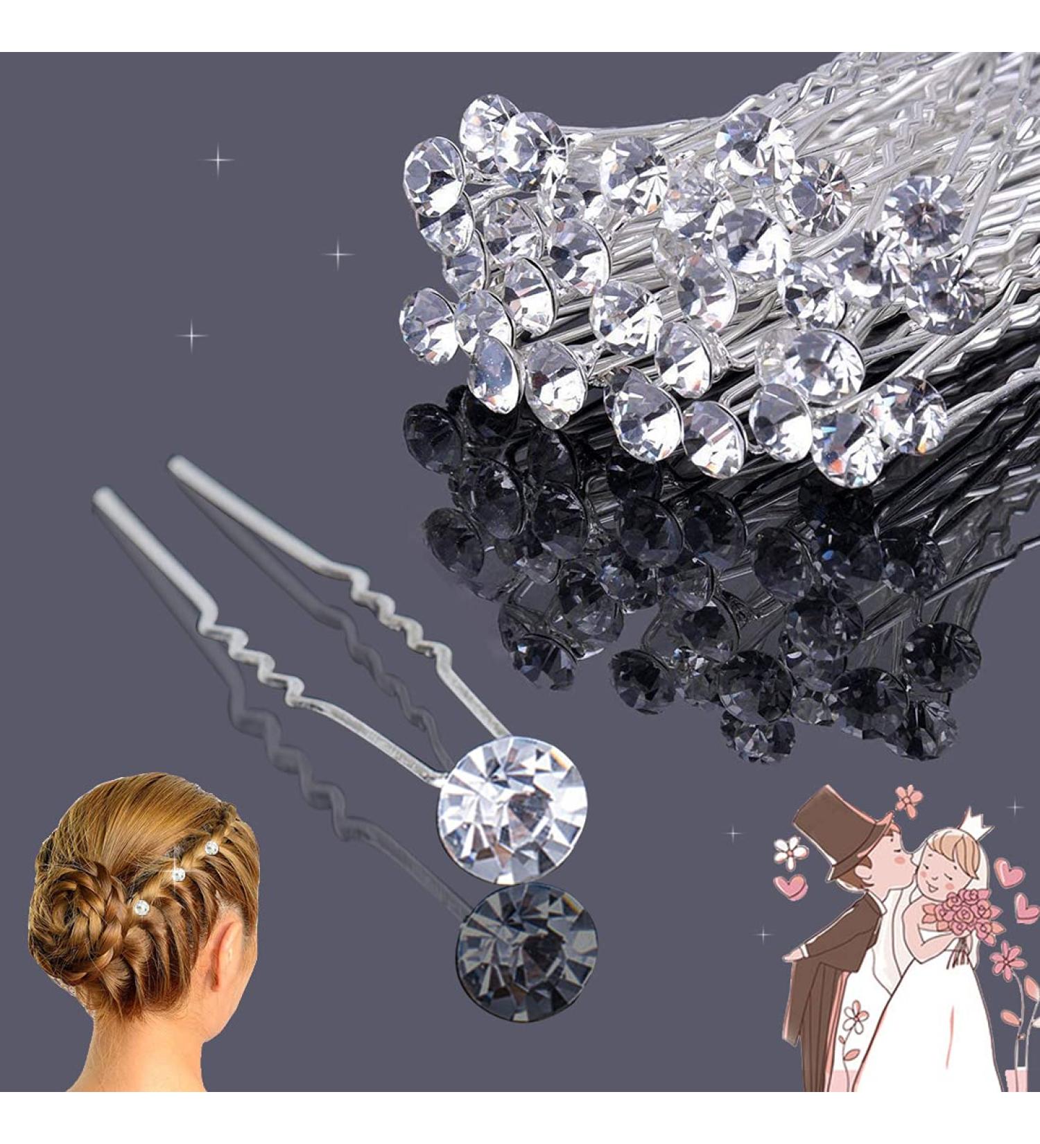 30 Pcs Silver Diamante Wedding Hair Pins - Bridal Accessories for Women, Bridesmaids, Prom - Rhinestone Hair Clips by XCOZU - Buy Online on GoSupps.com