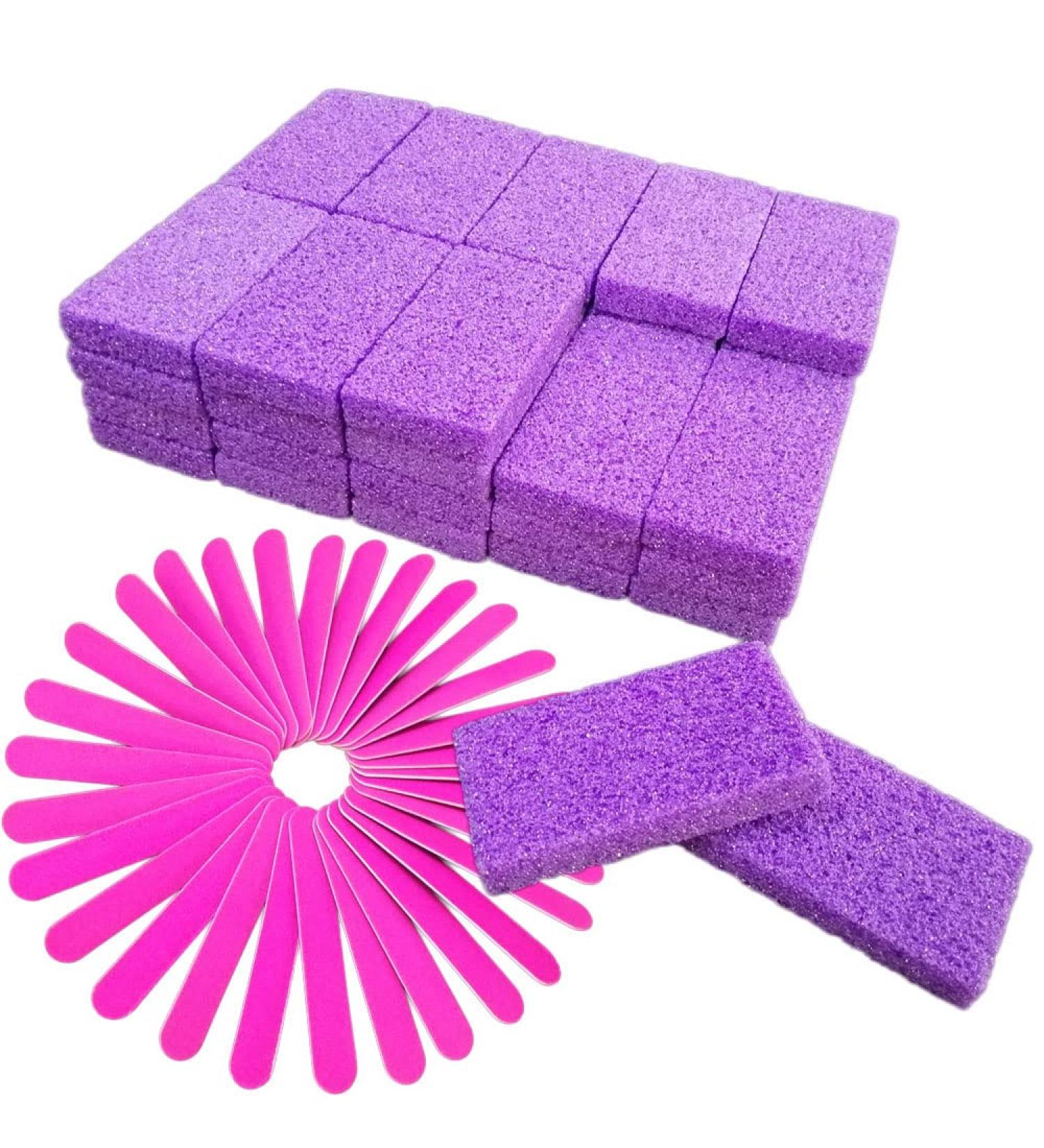 70-Piece Pedicure Exfoliator Kit: Disposable Pumice Stone, Sponge Scrubber, Callus Remover, Nail Files - Purple - Buy Online on GoSupps.com