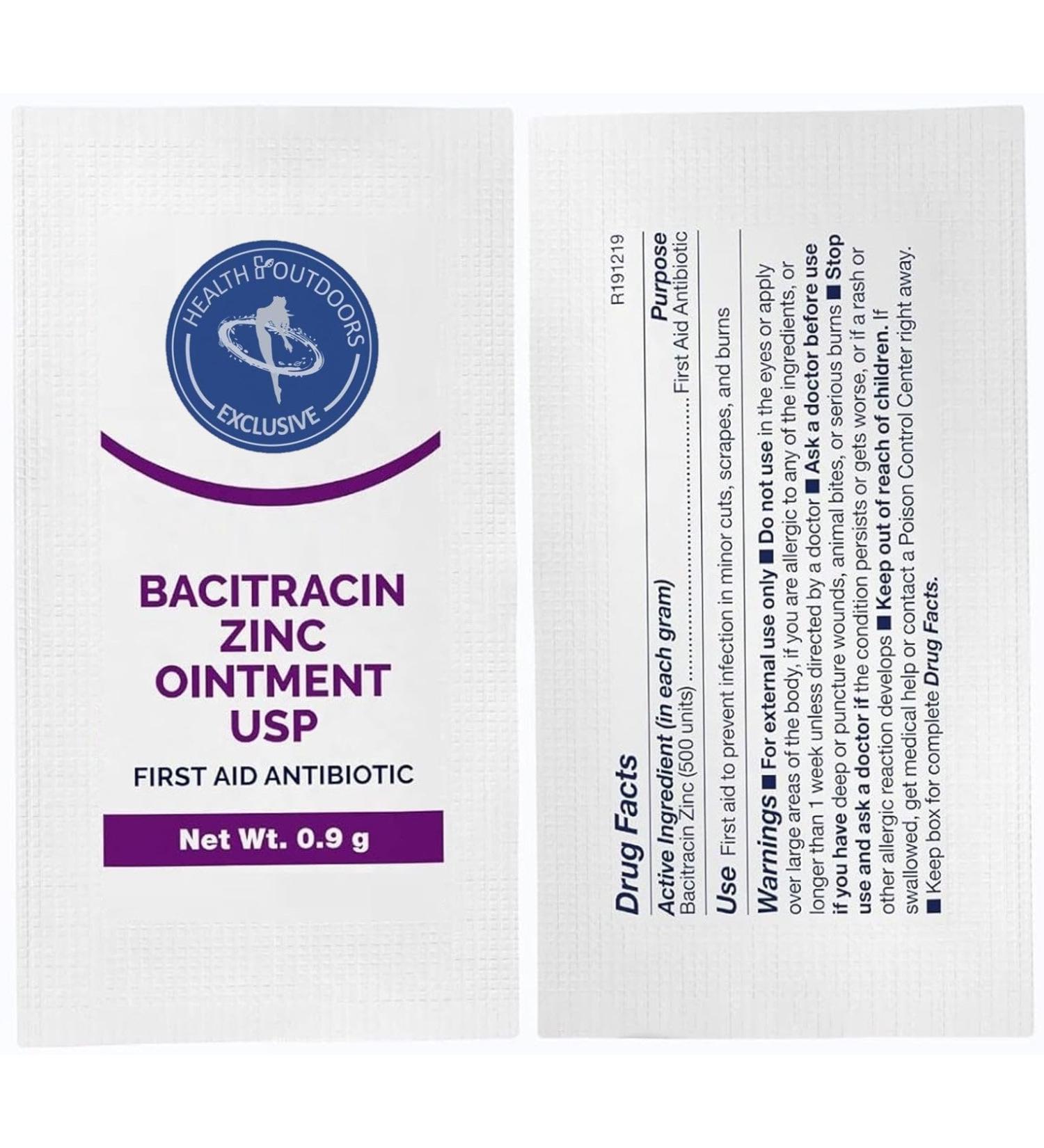 HEALTH & OUTDOORS Bacitracin Zinc Ointment USP - Antibiotic Ointment for Minor Cuts Scrapes Diaper Rashes Wound Care Burns and First Aid 48 Packets - Buy Online on GoSupps.com