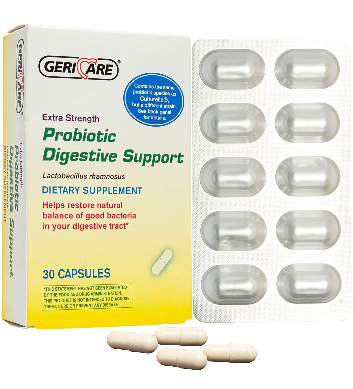 GeriCare Probiotic Digestive Support | Extra Strength 20 Billion CFU Lactobacillus Rhamnosus R-11 Daily Probiotic | Keeps Your Digestive System Balanced | 30 Capsules 30 Count (Pack of 1) - Buy Online on GoSupps.com