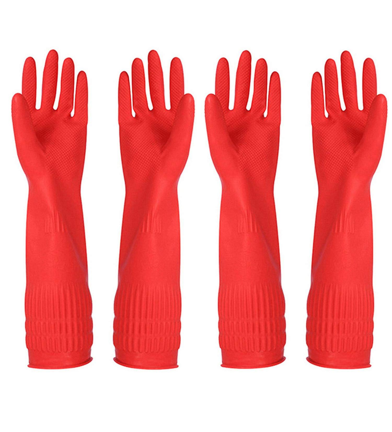 Yslon Waterproof Rubber Cleaning Gloves - King Dishes 2 Pairs + Cleaning Cloth | Reusable Red (Size S) - Perfect for International Shipping - Buy Online on GoSupps.com
