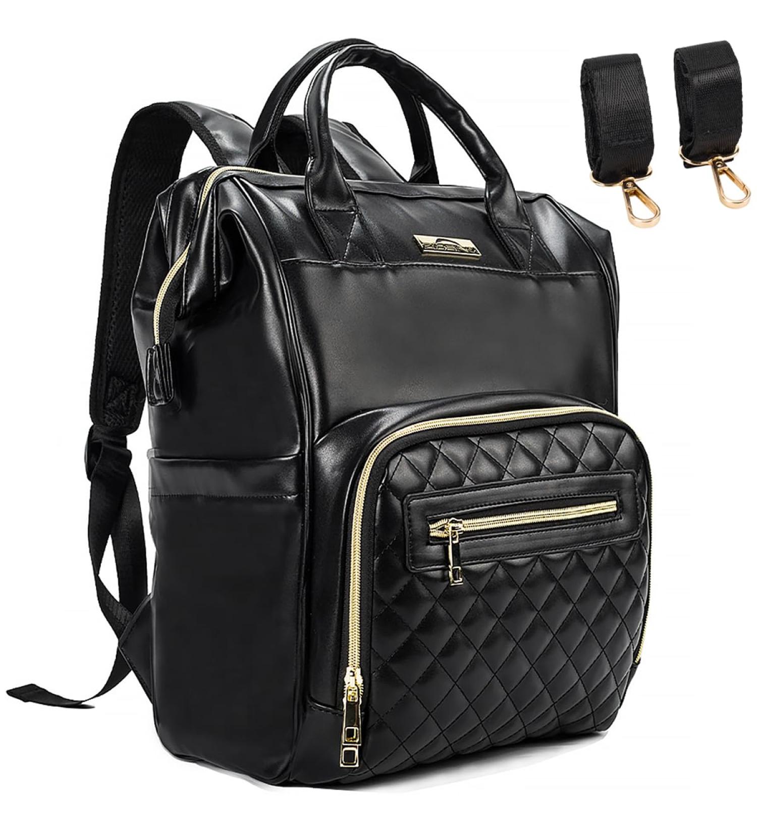 Ziosinm Leather Baby Wrap Backpack | Multifunctional Waterproof Diaper Bag | PU Travel Diaper Backpack - Black - Buy Online on GoSupps.com