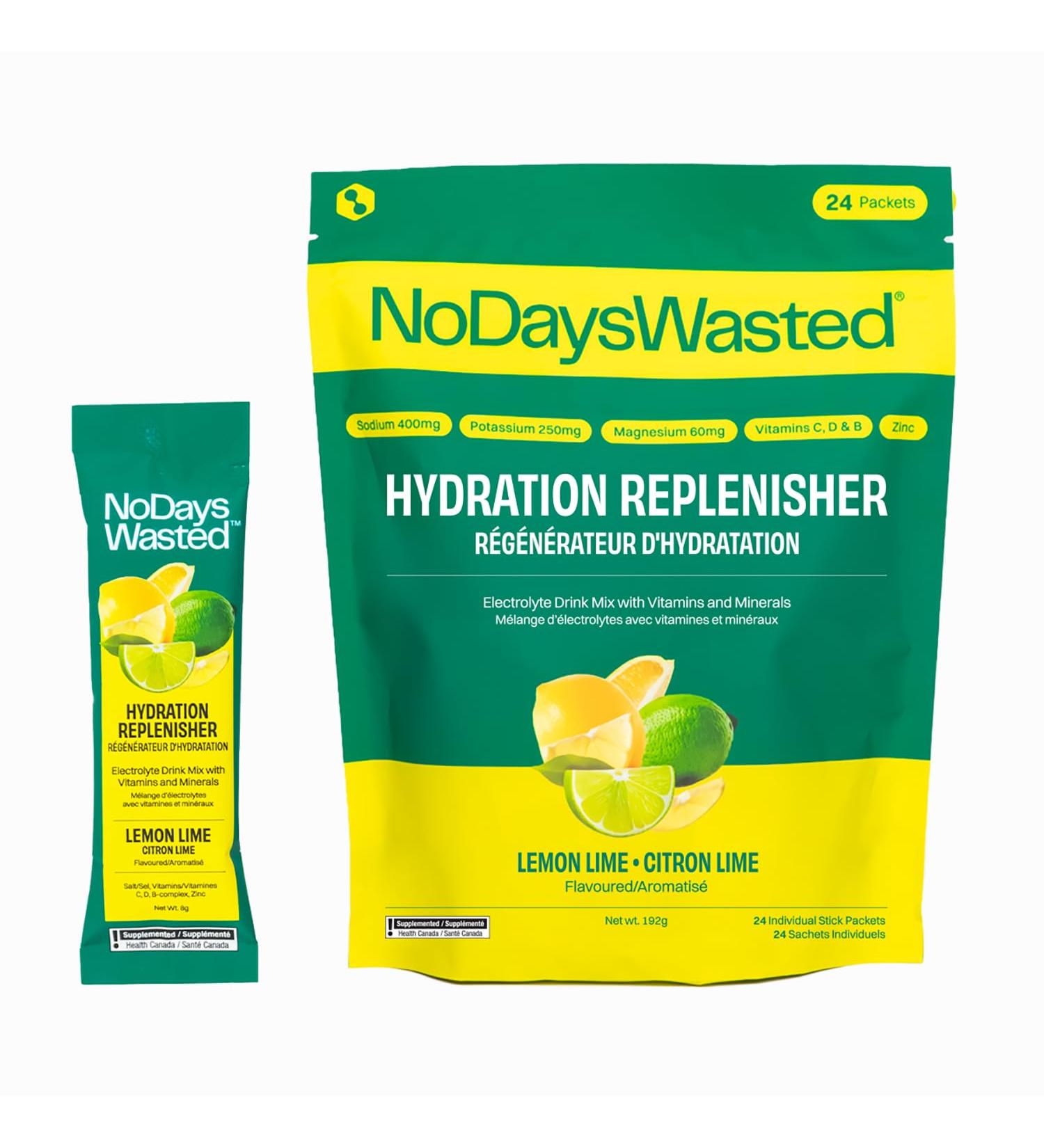Hydration Replenisher Replacement Stick Packets | Essential Rapid Hydration & More | Made in Canada | Lemon Lime | 24 Packets - Buy Online on GoSupps.com