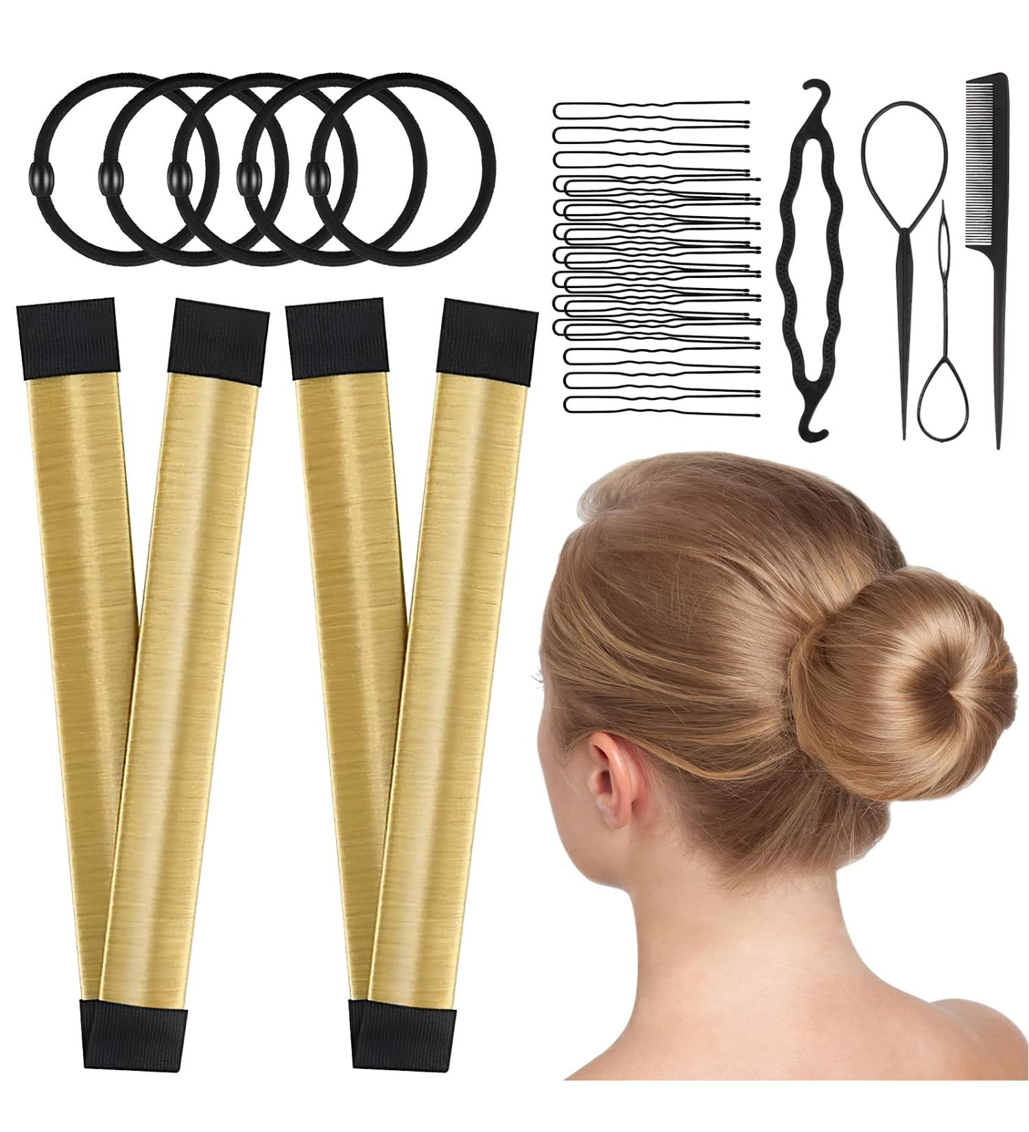 Magic Hair Bun Maker Donut 2 PCS - French Twist Styling Tool with Hair Accessories for Women, Kids, and Short Thin Hair - Blonde - Buy Online on GoSupps.com